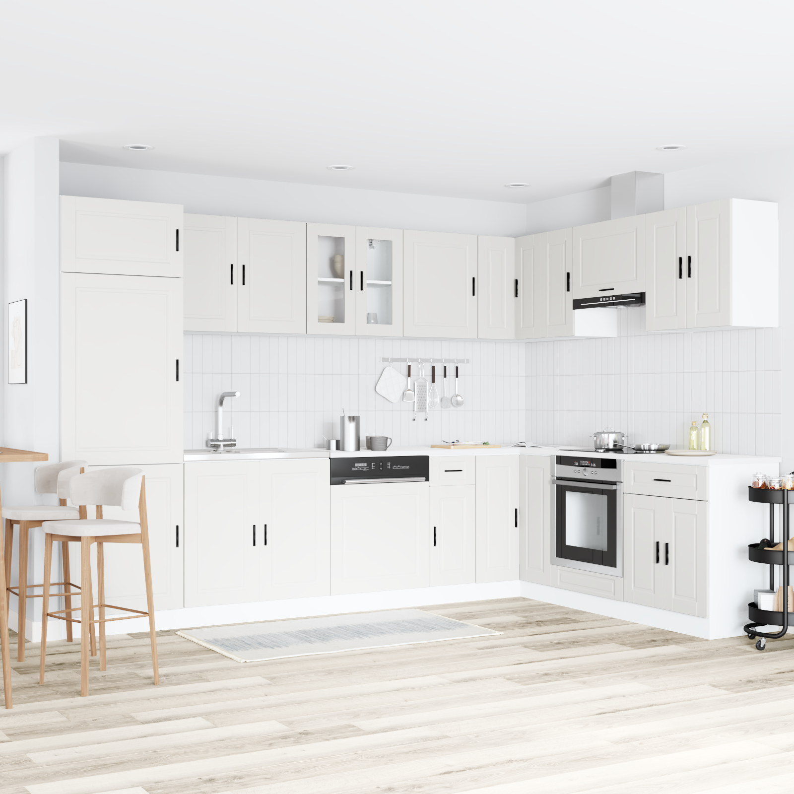 vidaXL Dulap baza chiuvetă cu ușă Porto 2 pcs Alb 80 x 46 x 84.5 cm