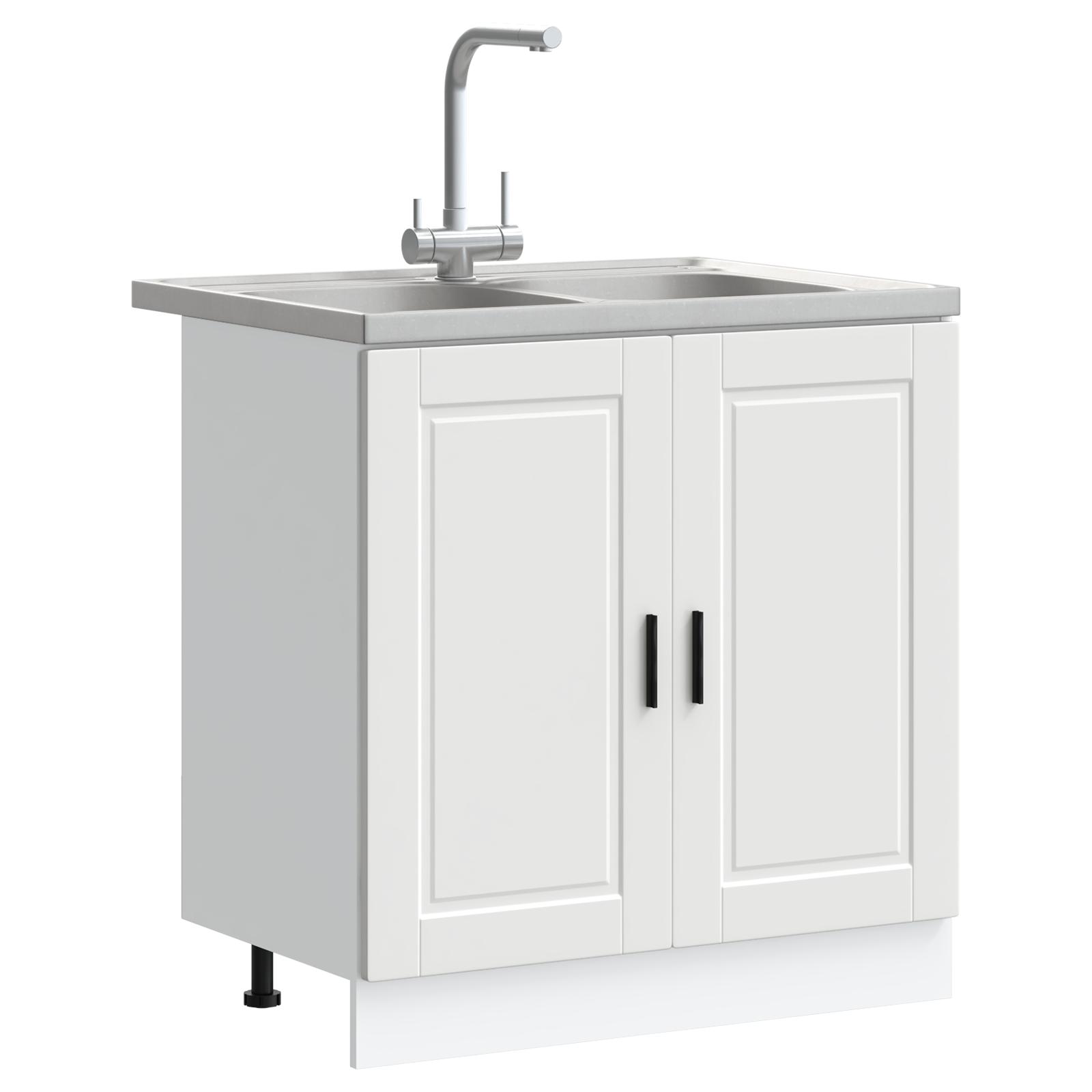 Valamu aluskapp Porto 2 pcs Valge 80 x 46 x 84.5 cm Tehispuit - Image 3