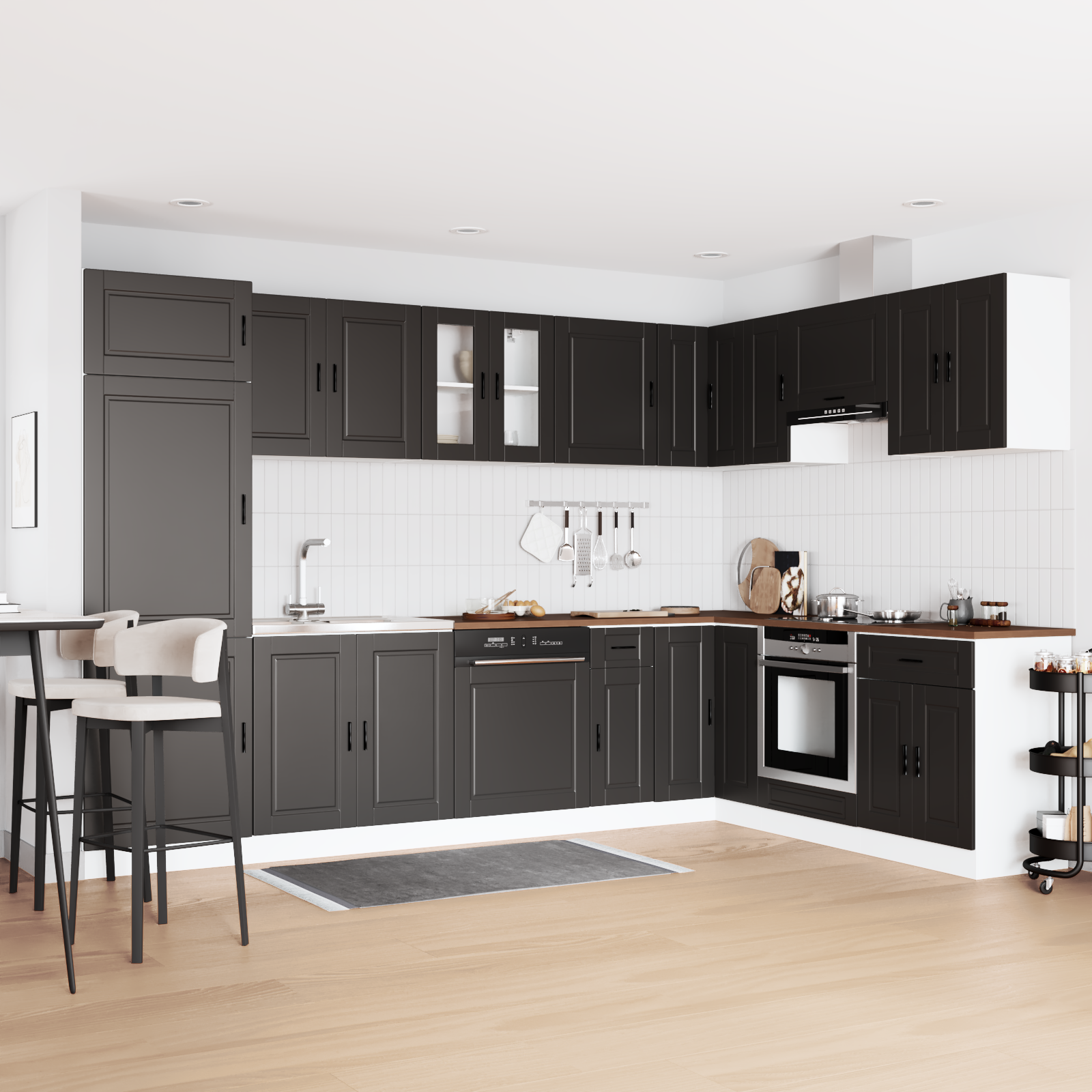 vidaXL Dulap baza chiuvetă cu ușă Porto 2 pcs Negru 80 x 46 x 84.5 cm