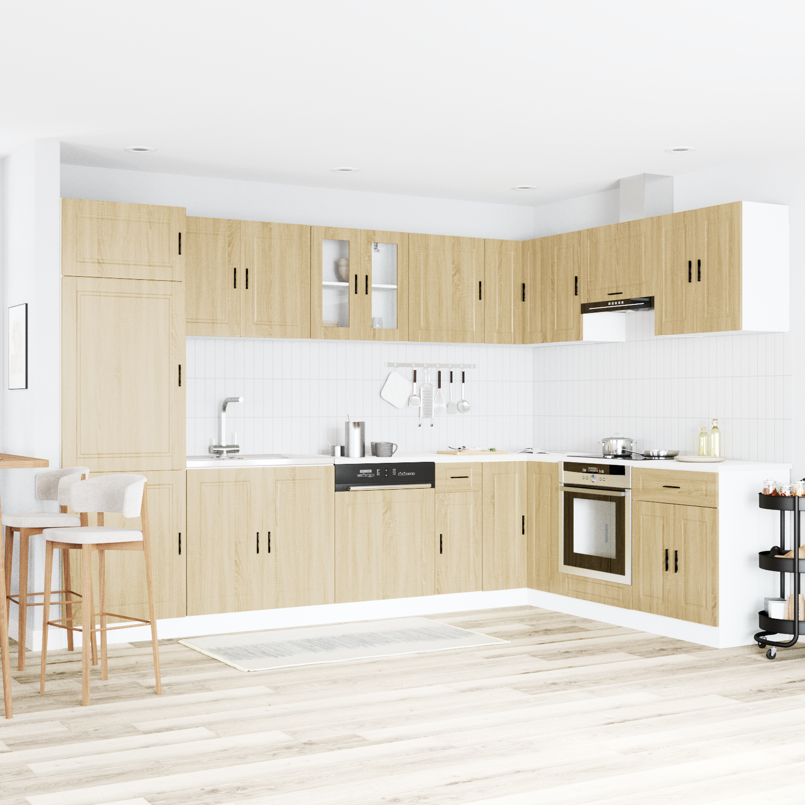 vidaXL Dulap baza chiuvetă cu ușă Porto 2 pcs Maro 80 x 46 x 84.5 cm