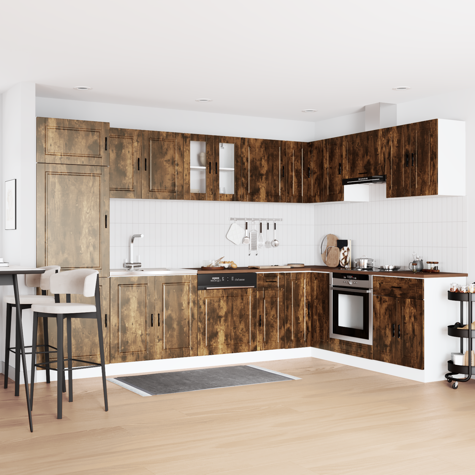 vidaXL Dulap baza chiuvetă cu ușă Porto 2 pcs Maro 80 x 46 x 84.5 cm