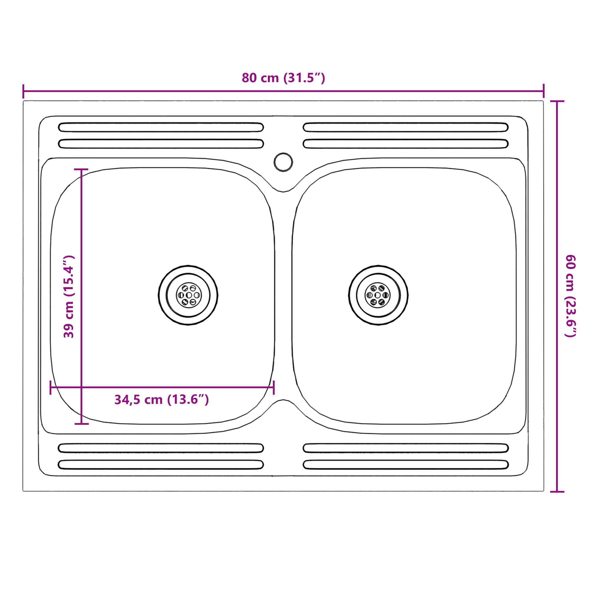 Sink Base Cabinet ""Porto"" med håndvask Grå Sonoma 80x46x84,5 cm Konstrueret træ 10 image product%2F3315027%2FP Size 3315027 WBG Size EU%20%282%29 02