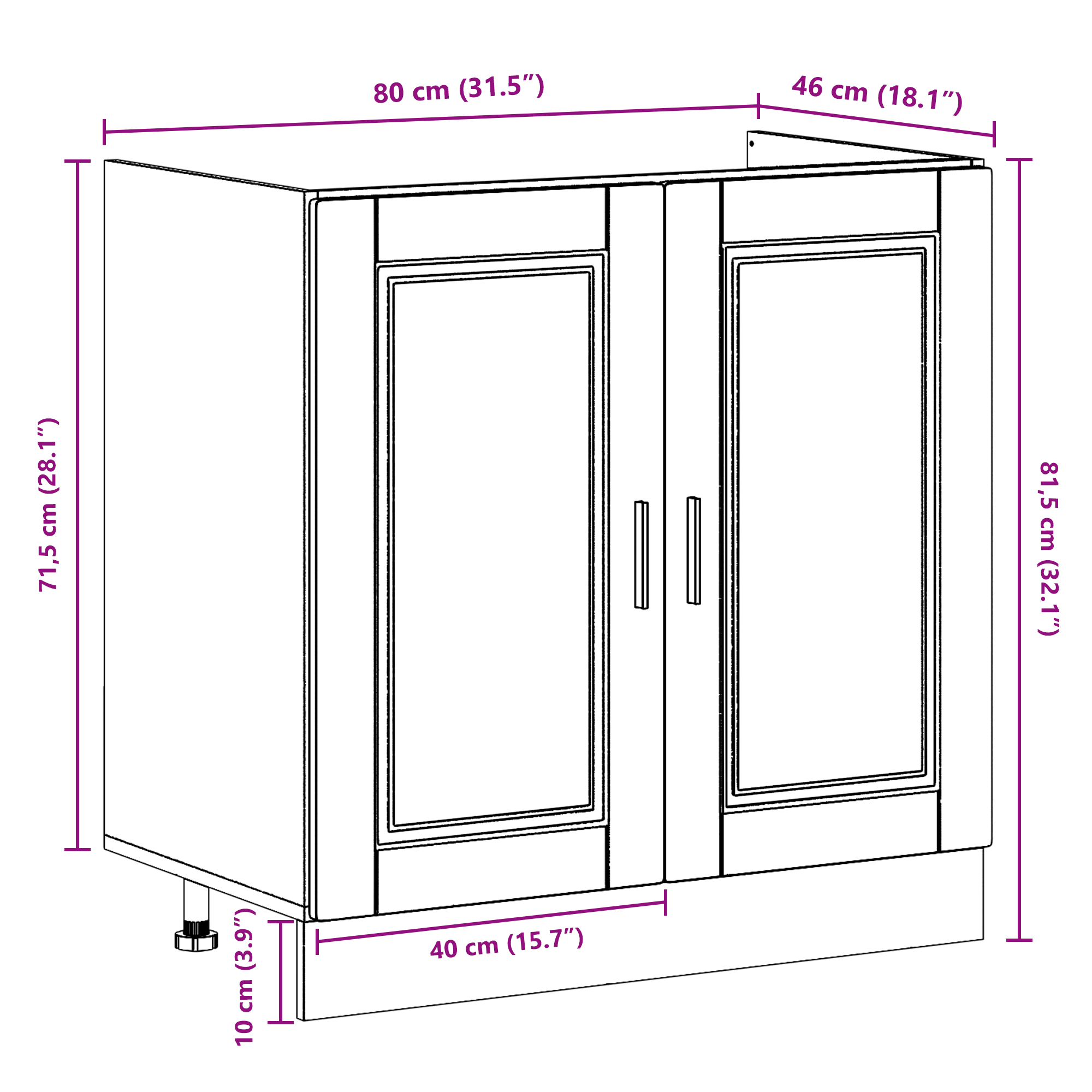 Sænkebase Skab "Porto" med Vask i Artisan Eg 80x46x84,5 cm Konstrueret Træ 9 image product%2F3315030%2FP Size 3315030 WBG Size EU%20%281%29 01
