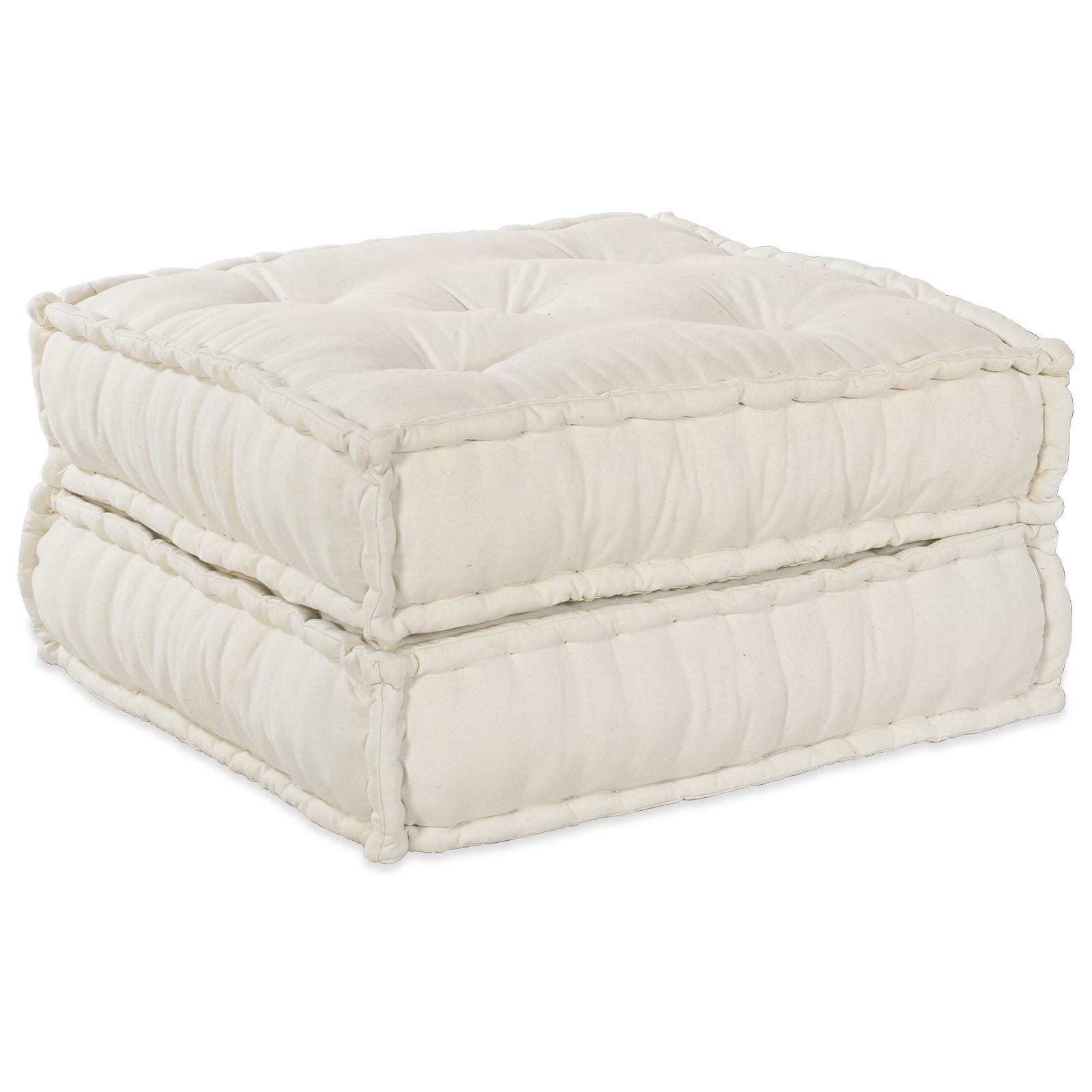 2-Seater Modular Pouffe Sofa Convertible Cream Fabric - Image 2