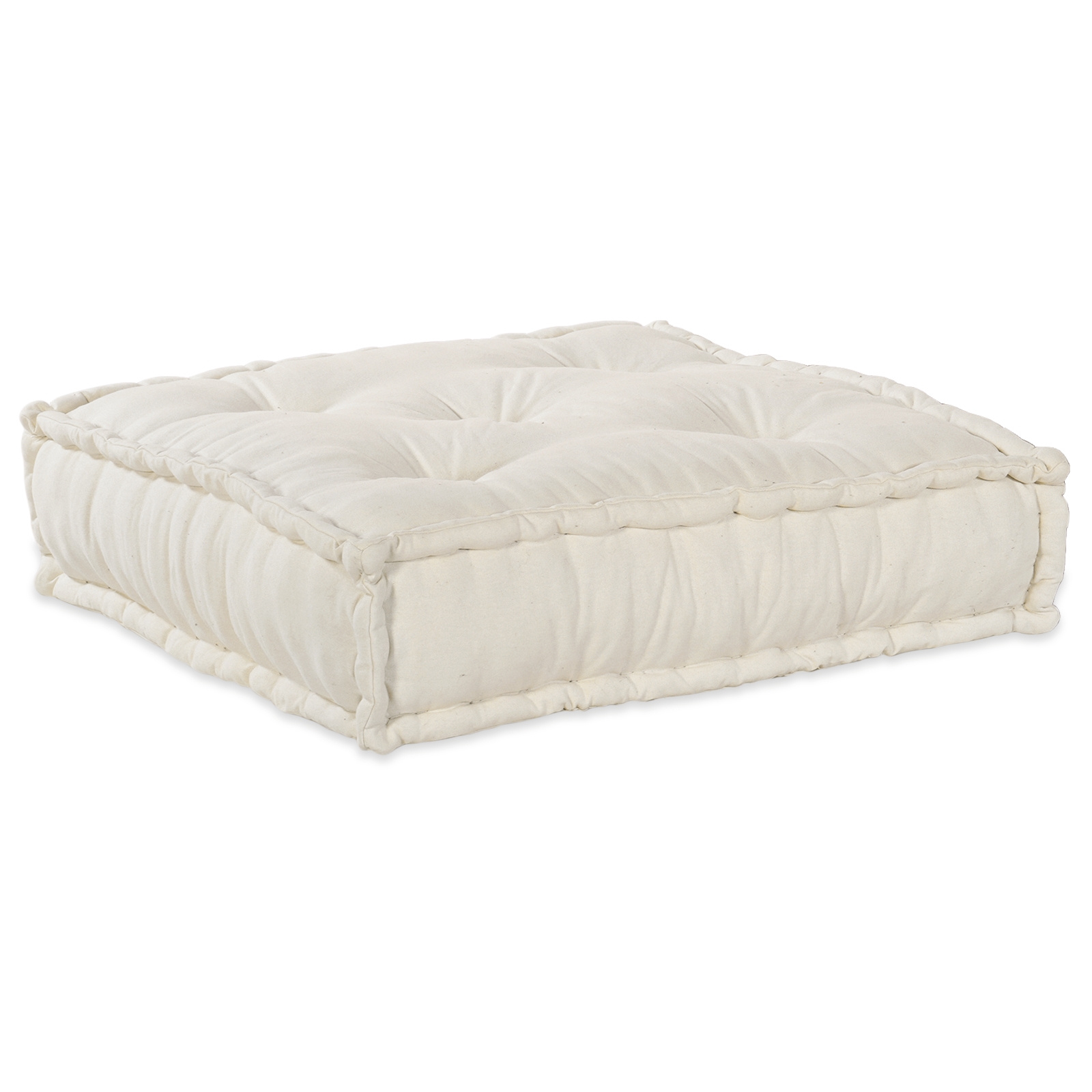 2-Seater Modular Pouffe Sofa Convertible Cream Fabric - Image 3