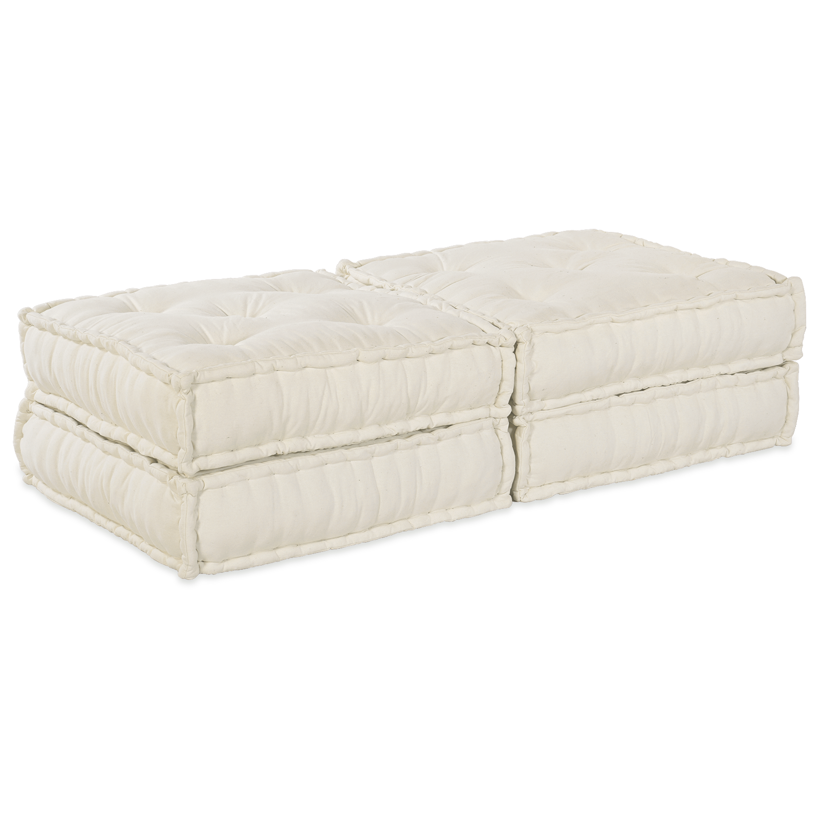2-Seater Modular Pouffe Sofa Convertible Cream Fabric