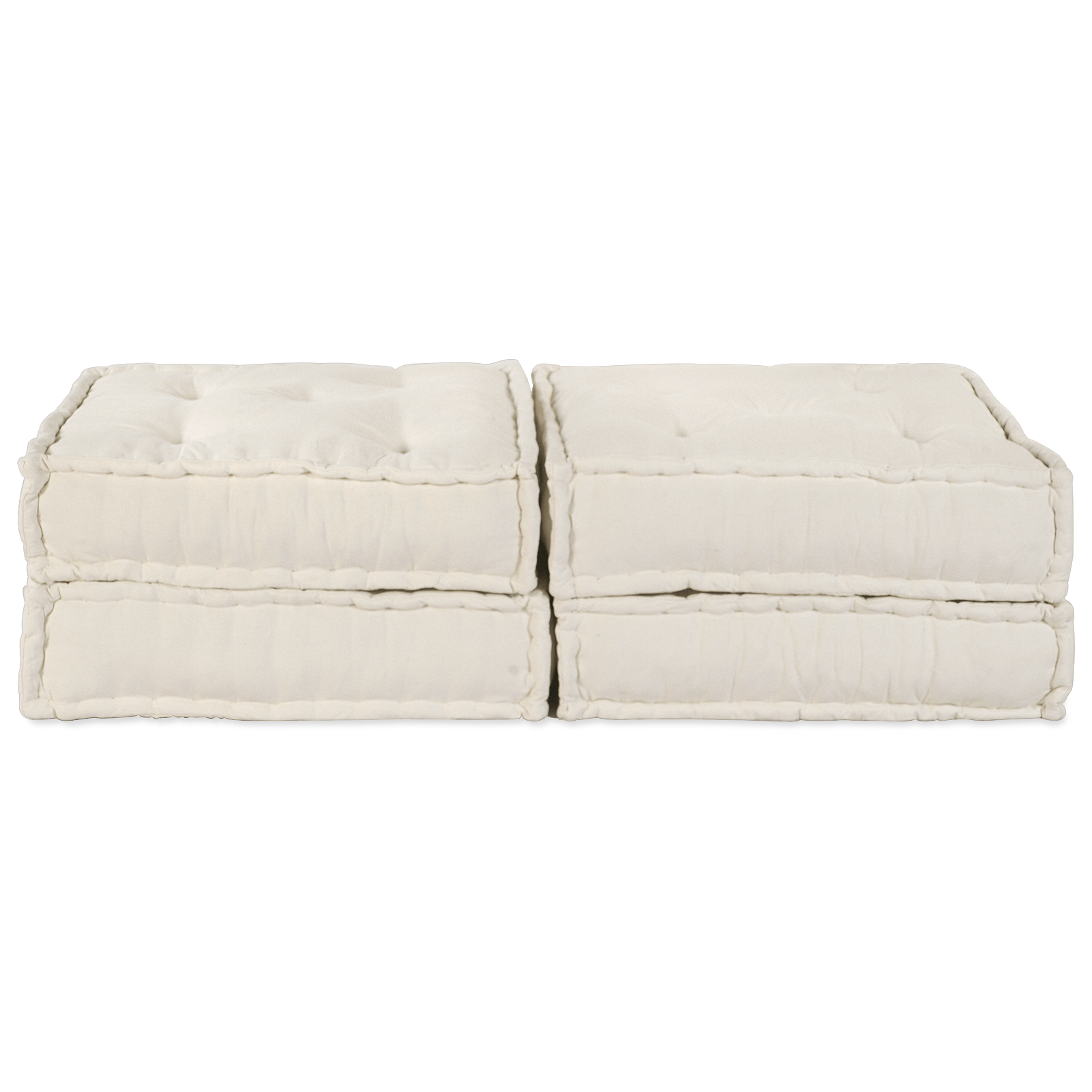 2-Seater Modular Pouffe Sofa Convertible Cream Fabric - Image 5
