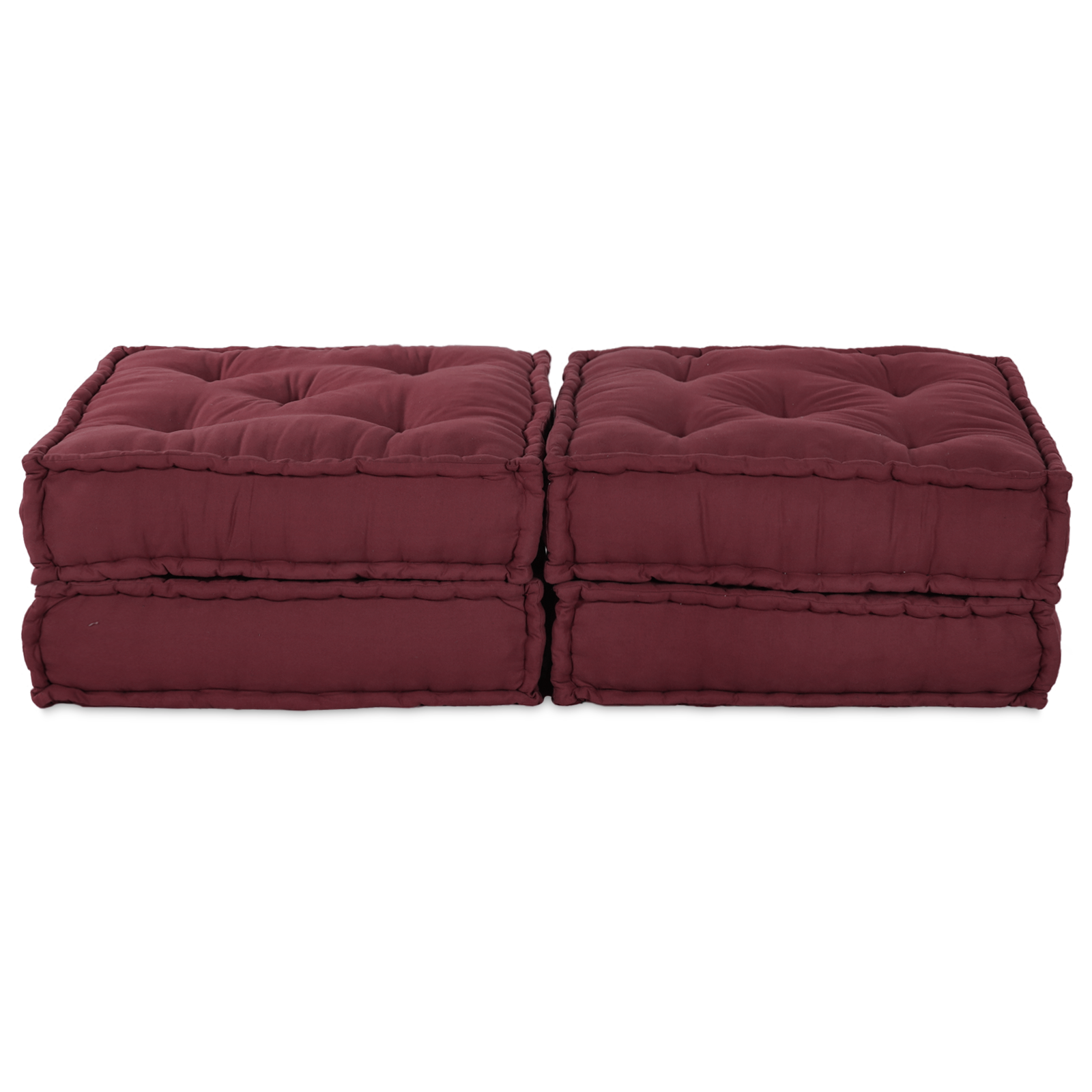 Modular Pouffes 2 pcs Maroon Fabric - Image 5