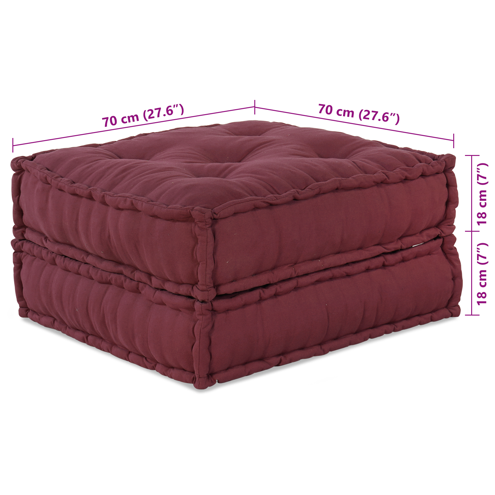 Modular Pouffes 2 pcs Maroon Fabric - Image 9
