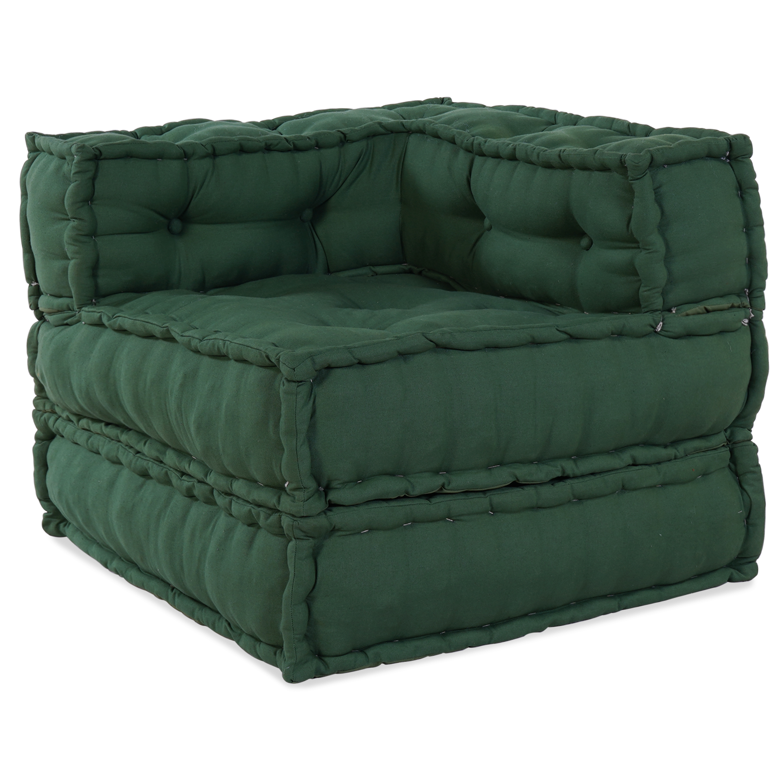 Modular Pouffes 2 pcs Green Fabric - Image 4
