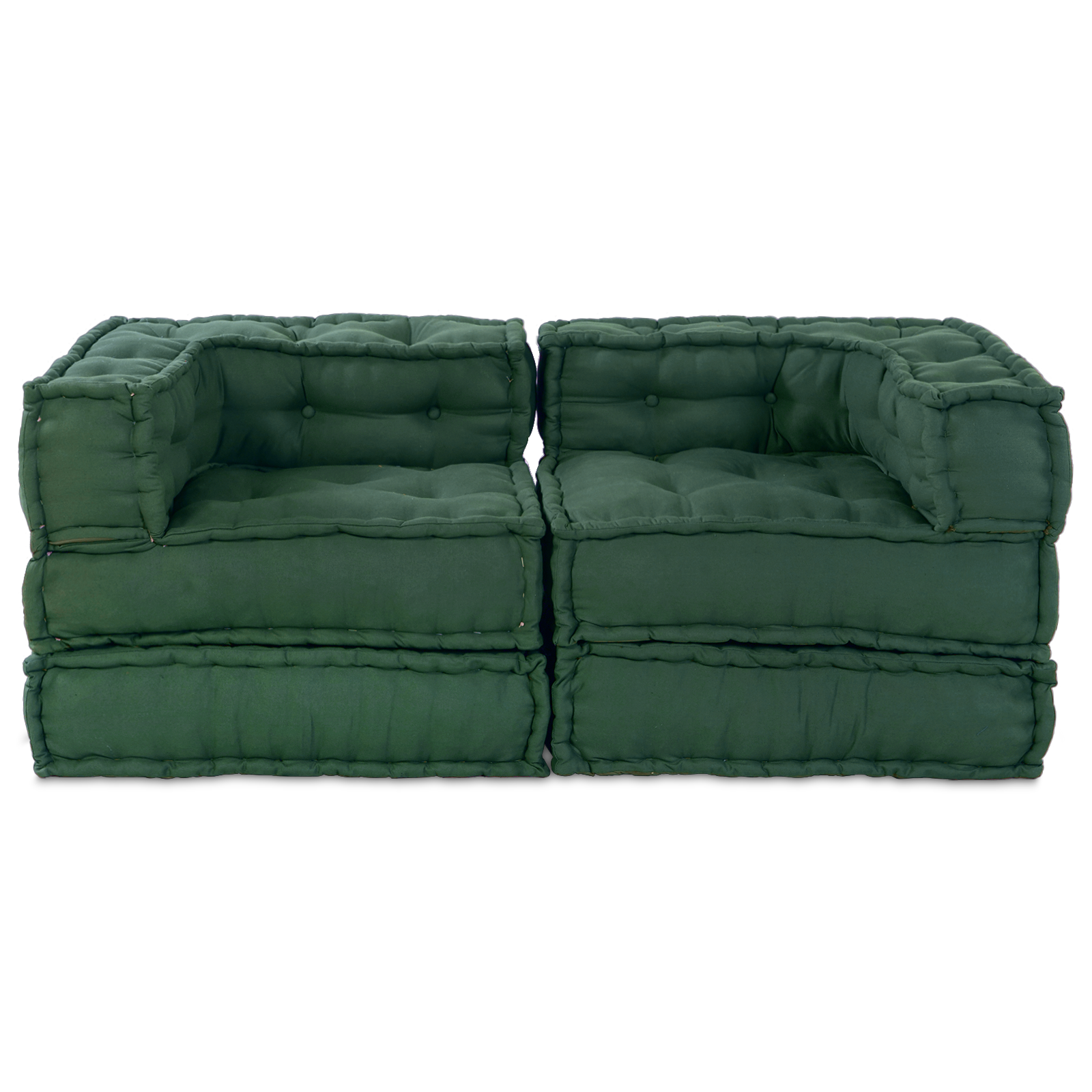 Modular Pouffes 2 pcs Green Fabric - Image 8