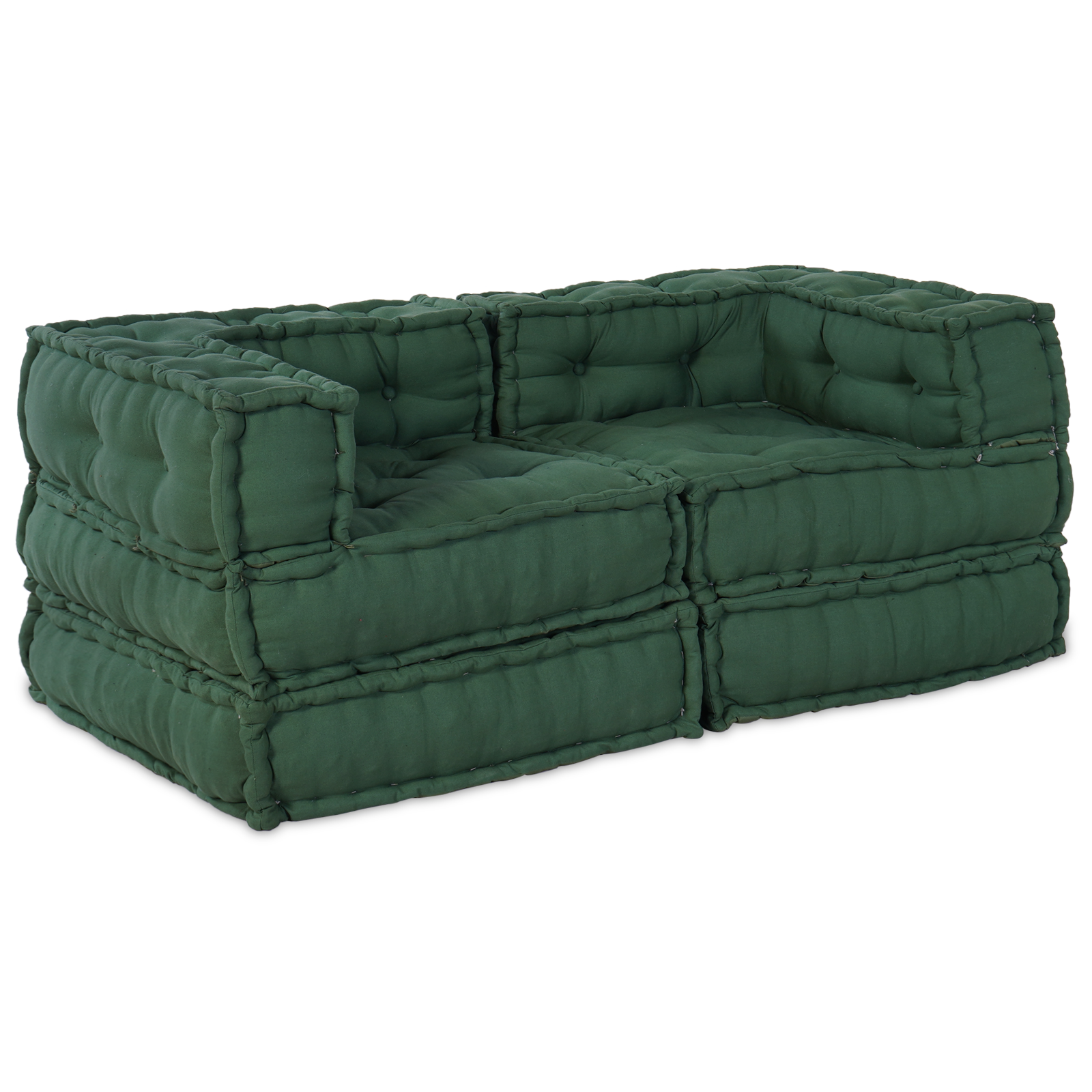 Modular Pouffes 2 pcs Green Fabric