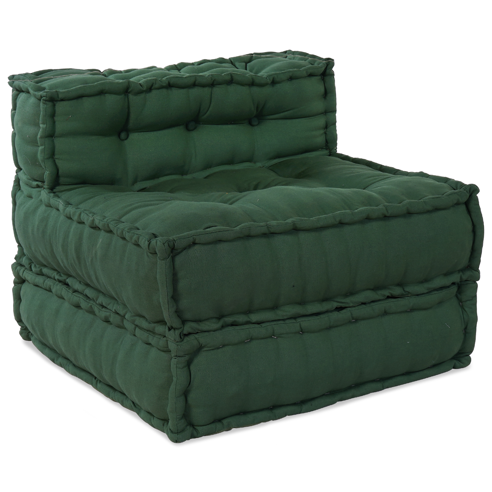 Modular Pouffes 3 pcs Green Fabric - Image 7