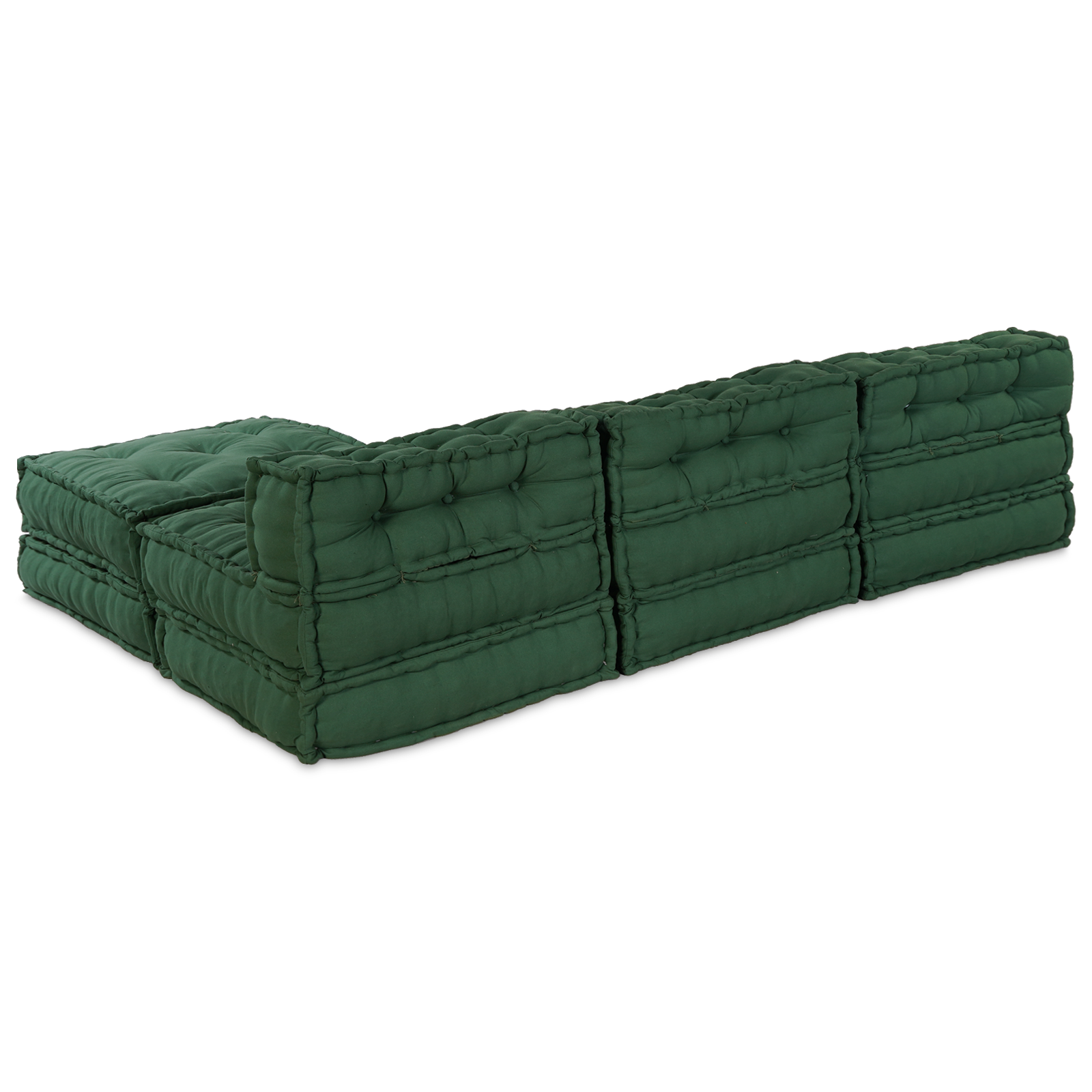 Modular Poufs Set of 4 in Green Fabric - Image 7
