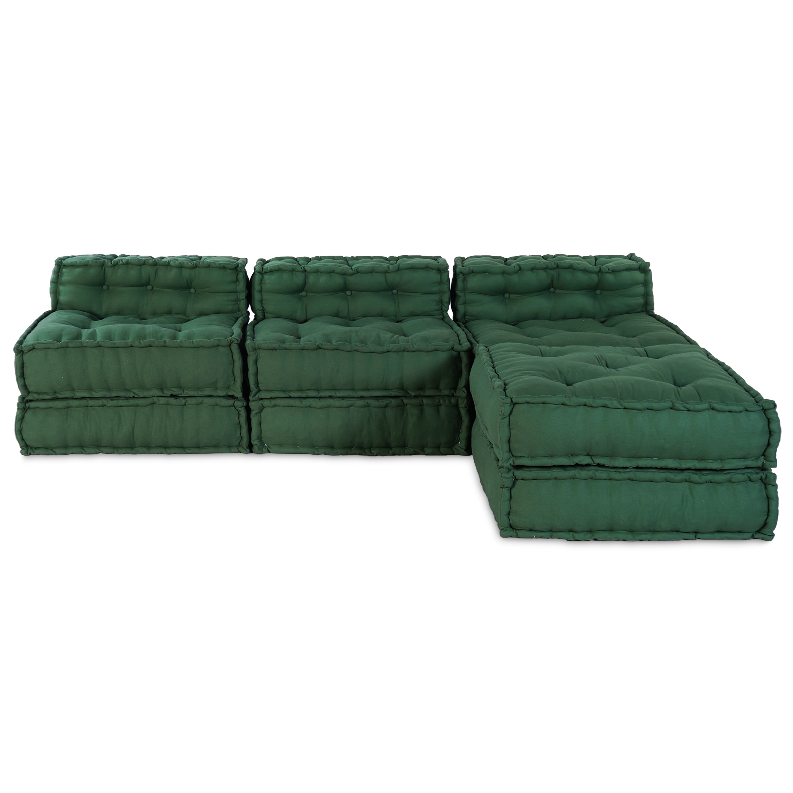 Modular Poufs Set of 4 in Green Fabric - Image 8
