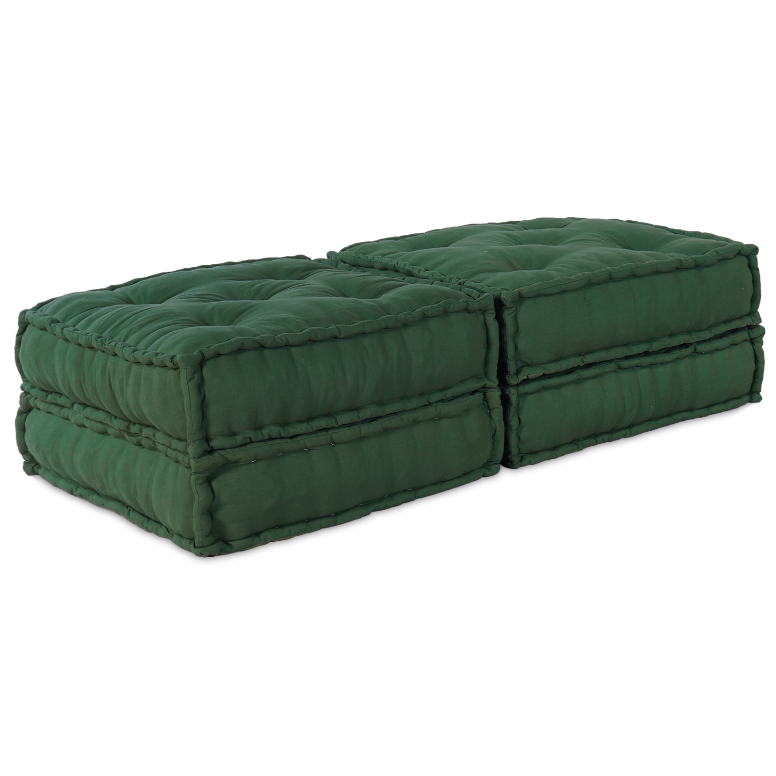 Modular Pouffes 2 pcs Green Fabric