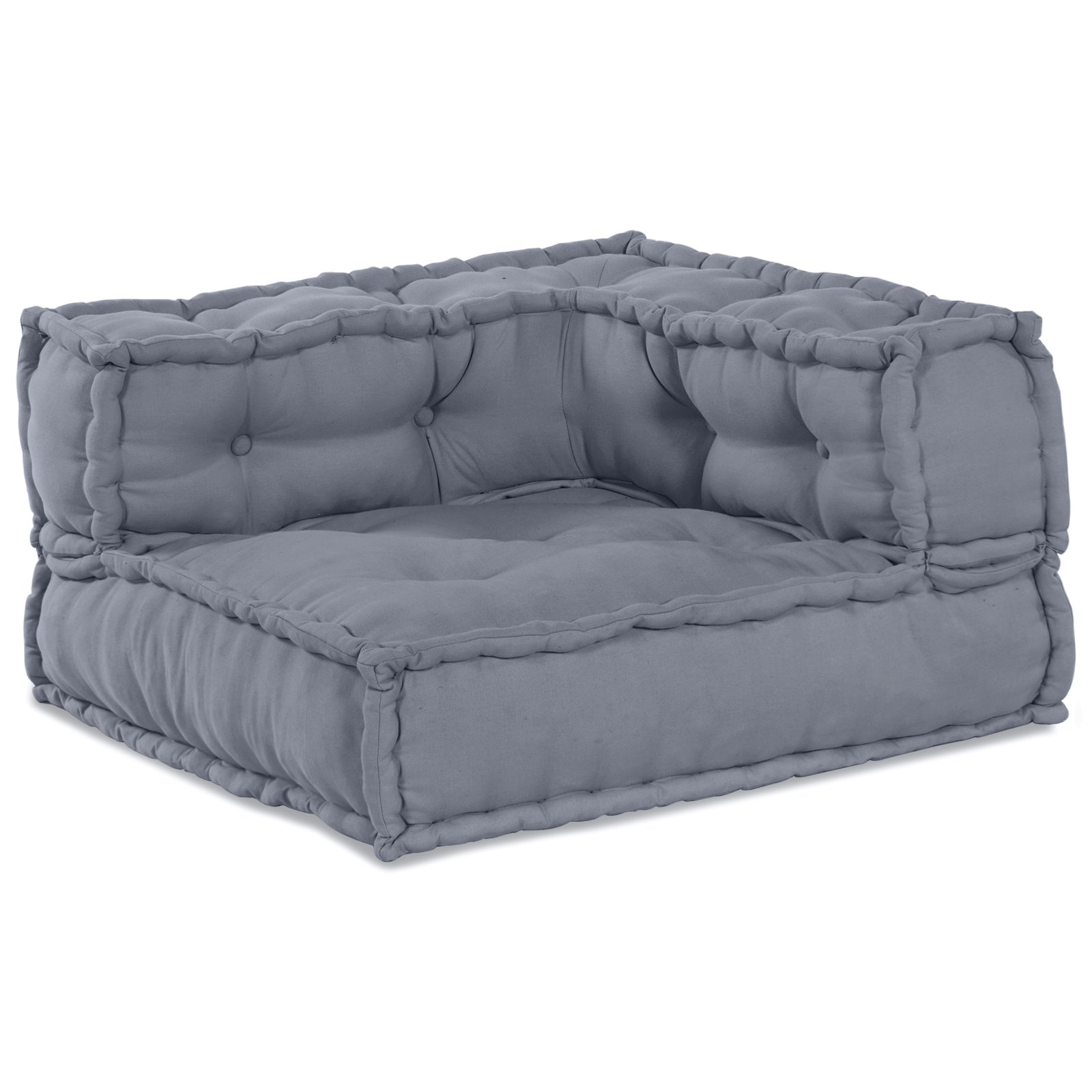 4-Seater Modular Pouffe Sofa Convertible Grey Fabric - Image 3