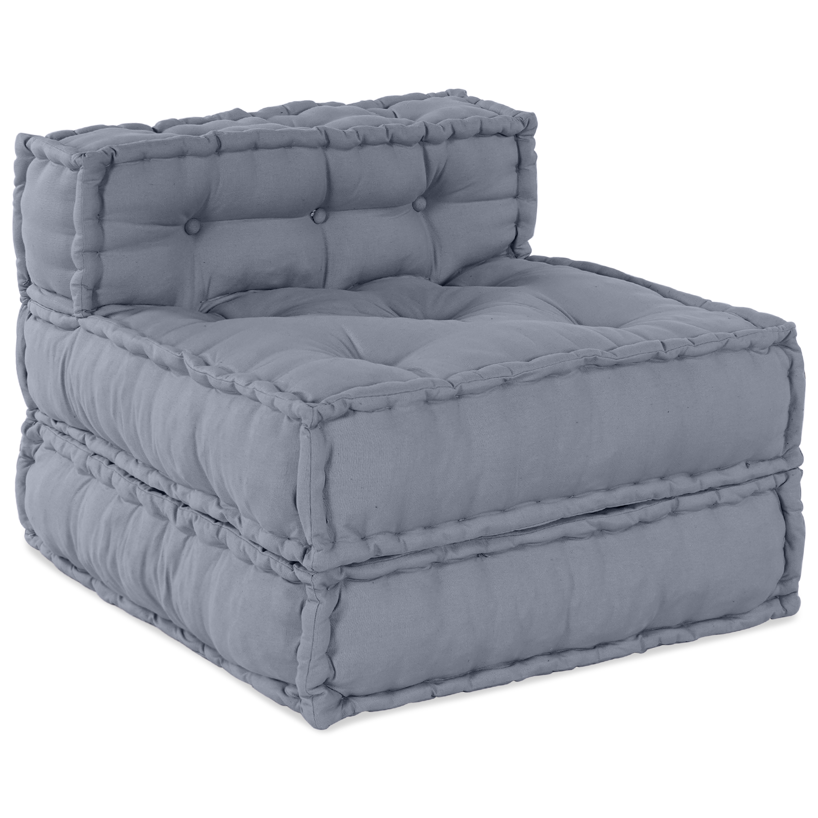 4-Seater Modular Pouffe Sofa Convertible Grey Fabric - Image 5