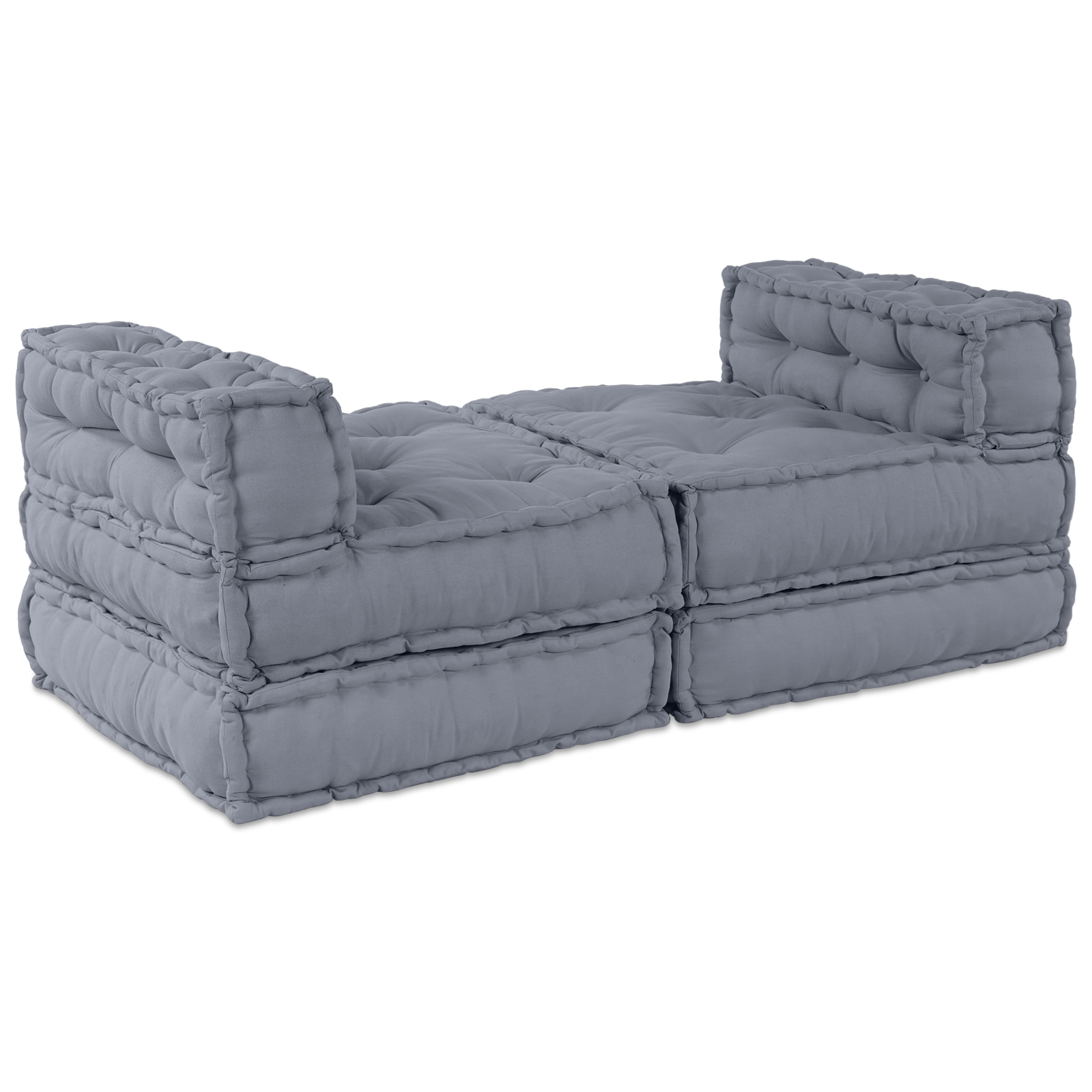 4-Seater Modular Pouffe Sofa Convertible Grey Fabric - Image 6