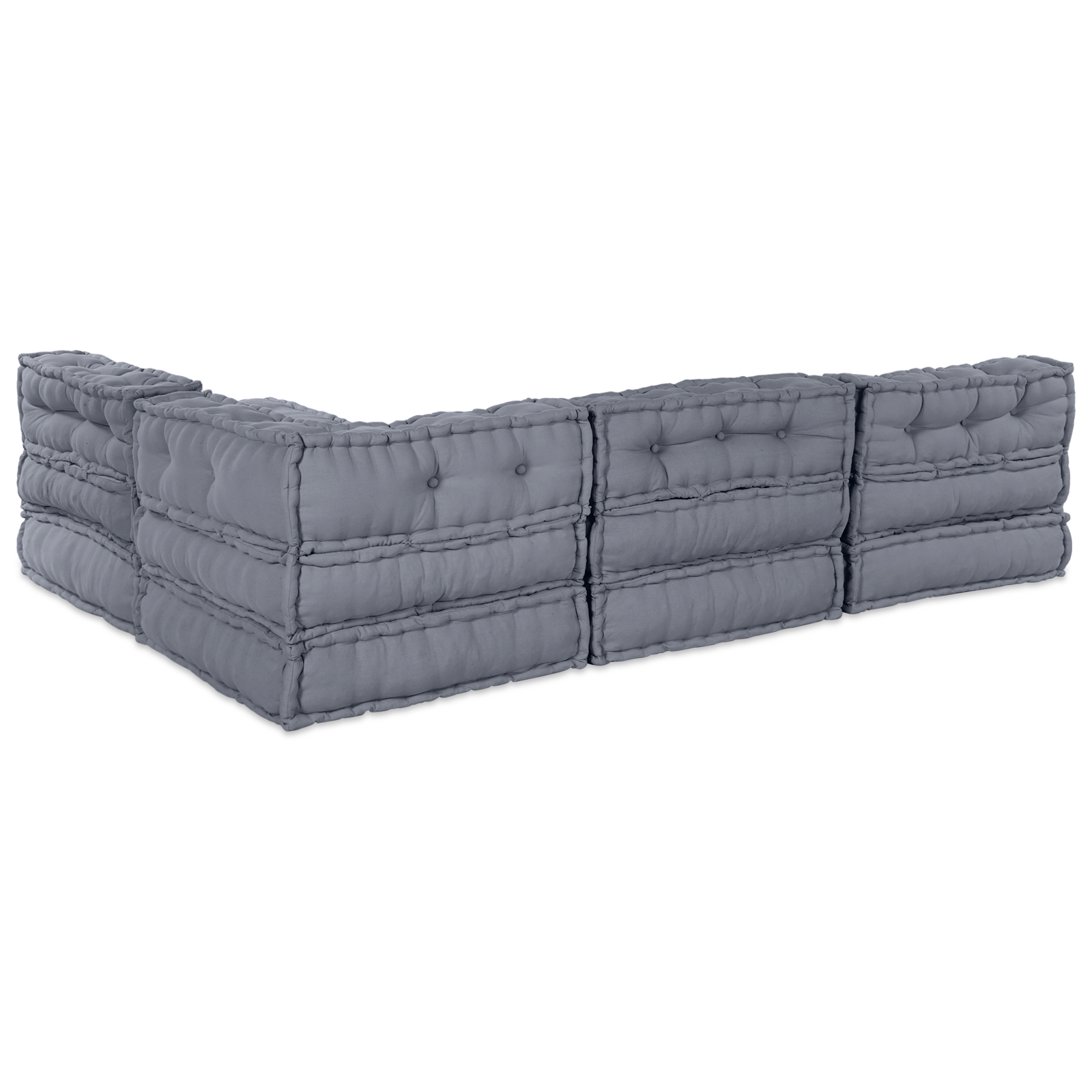 4-Seater Modular Pouffe Sofa Convertible Grey Fabric - Image 8