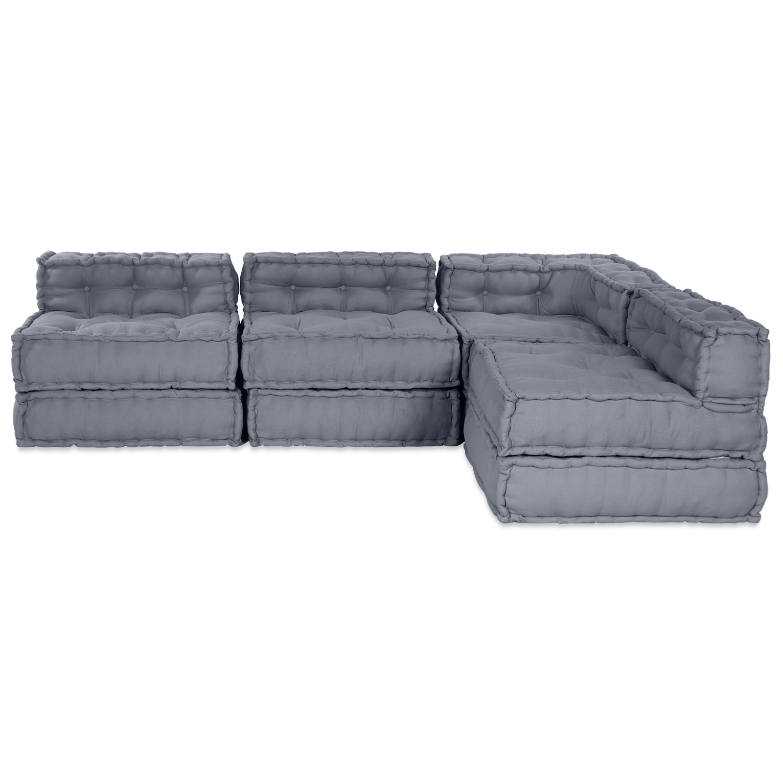4-Seater Modular Pouffe Sofa Convertible Grey Fabric - Image 7