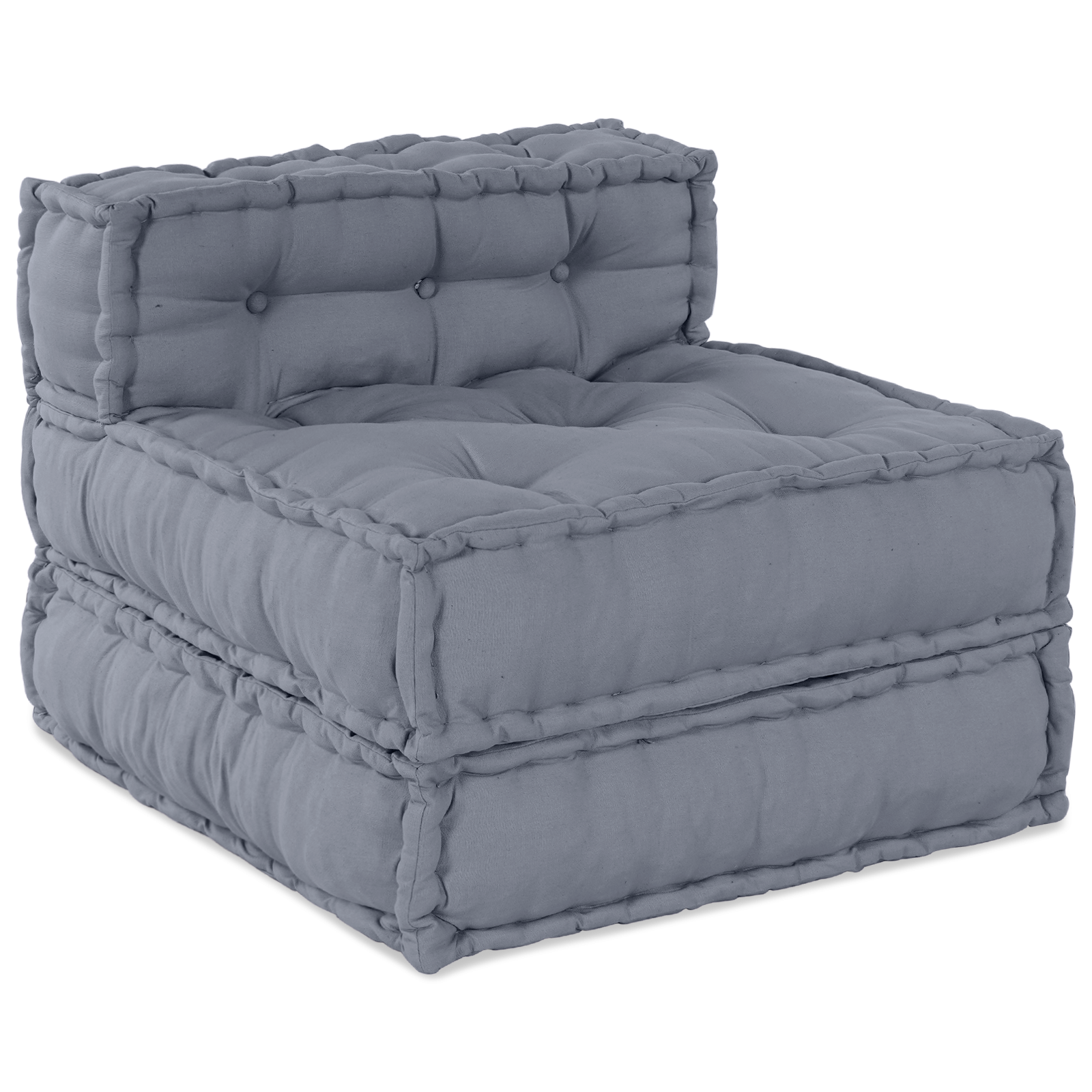 4-Seater Modular Pouffe Sofa Convertible Grey Fabric - Image 4