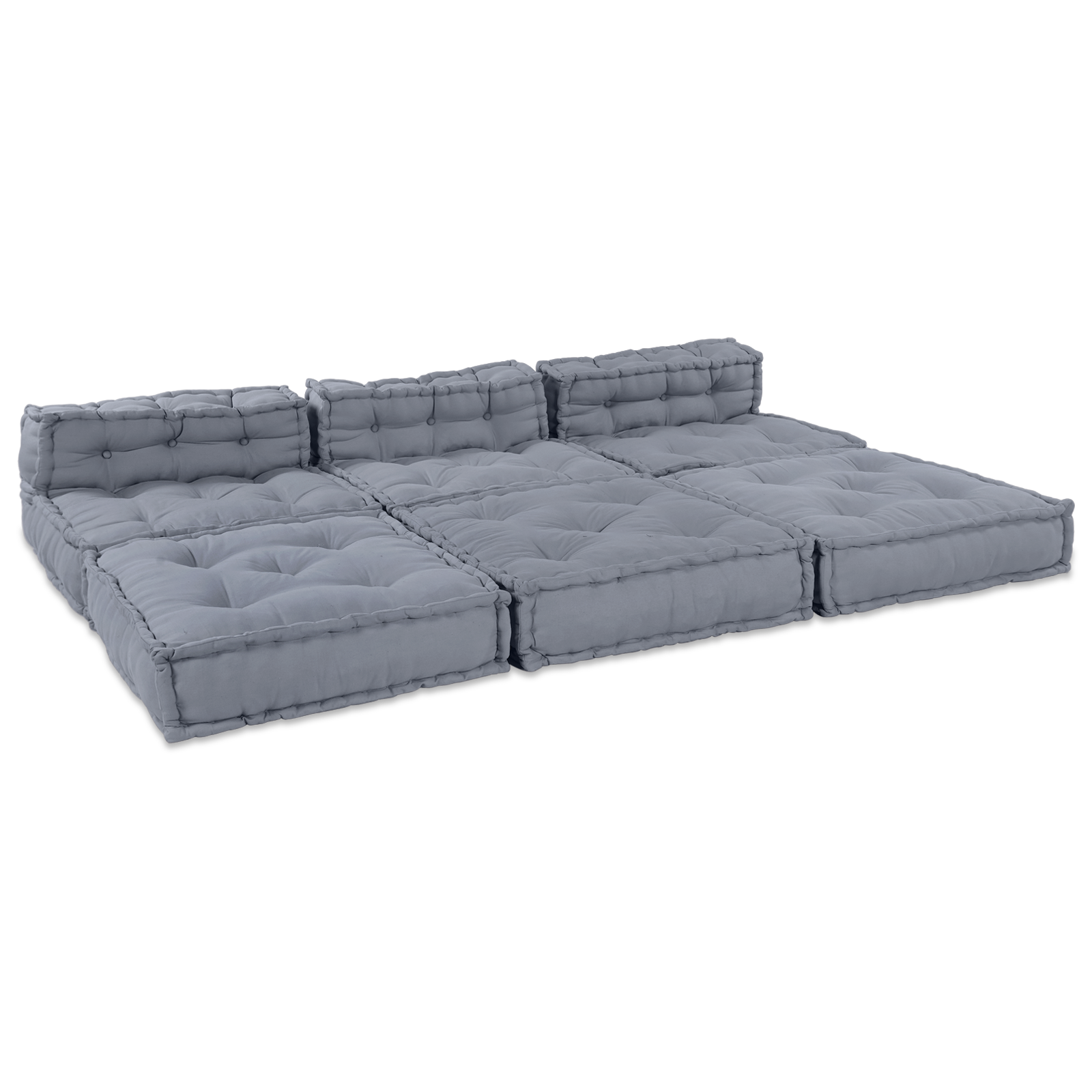 4-Seater Modular Pouffe Sofa Convertible Grey Fabric - Image 5