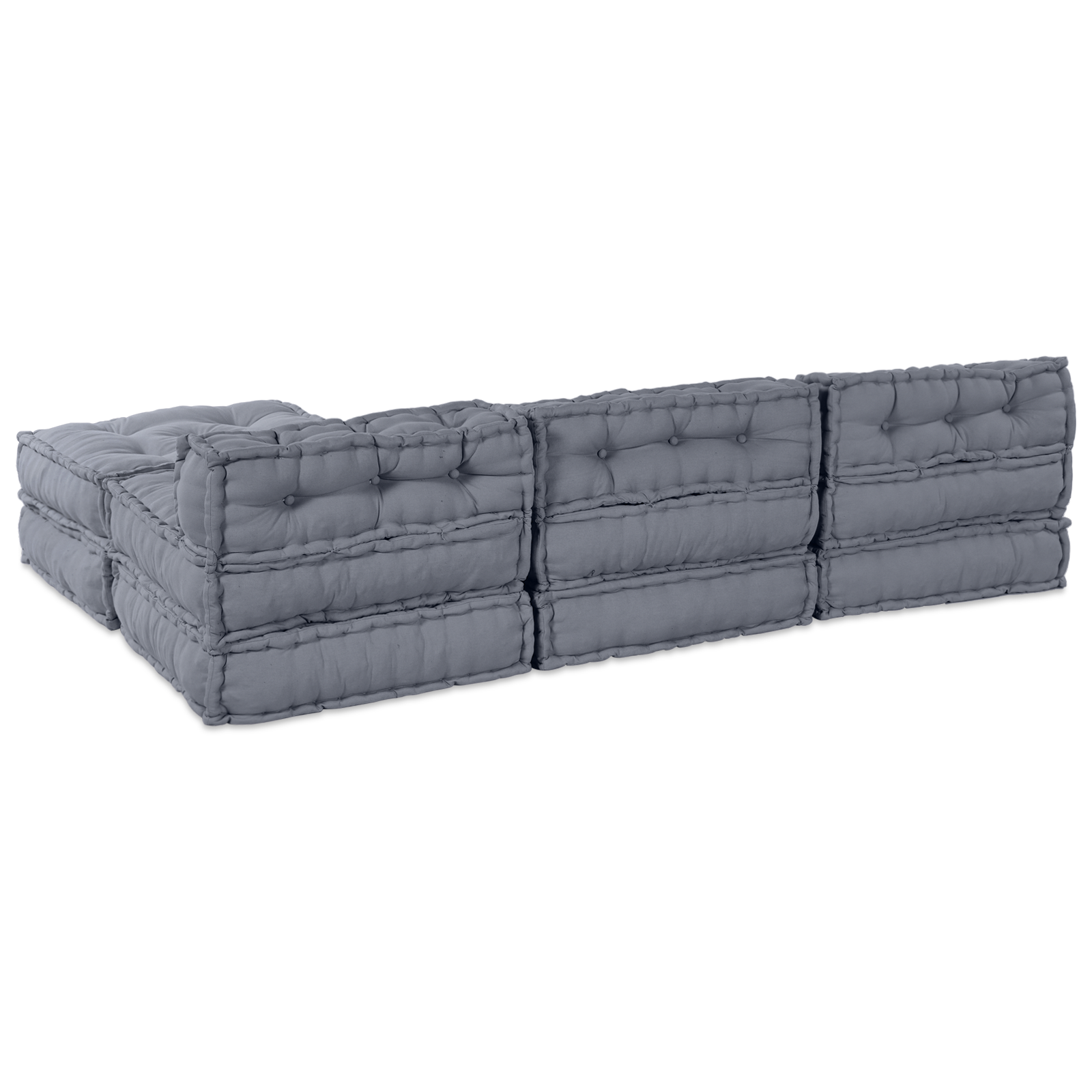 4-Seater Modular Pouffe Sofa Convertible Grey Fabric - Image 7