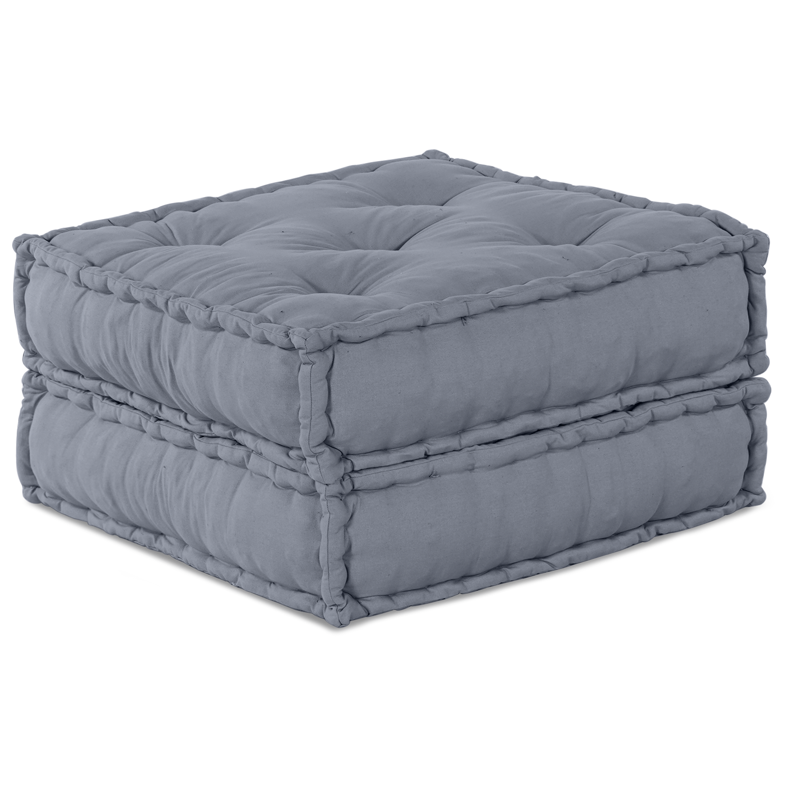2-Seater Modular Pouffe Sofa Convertible Grey Fabric