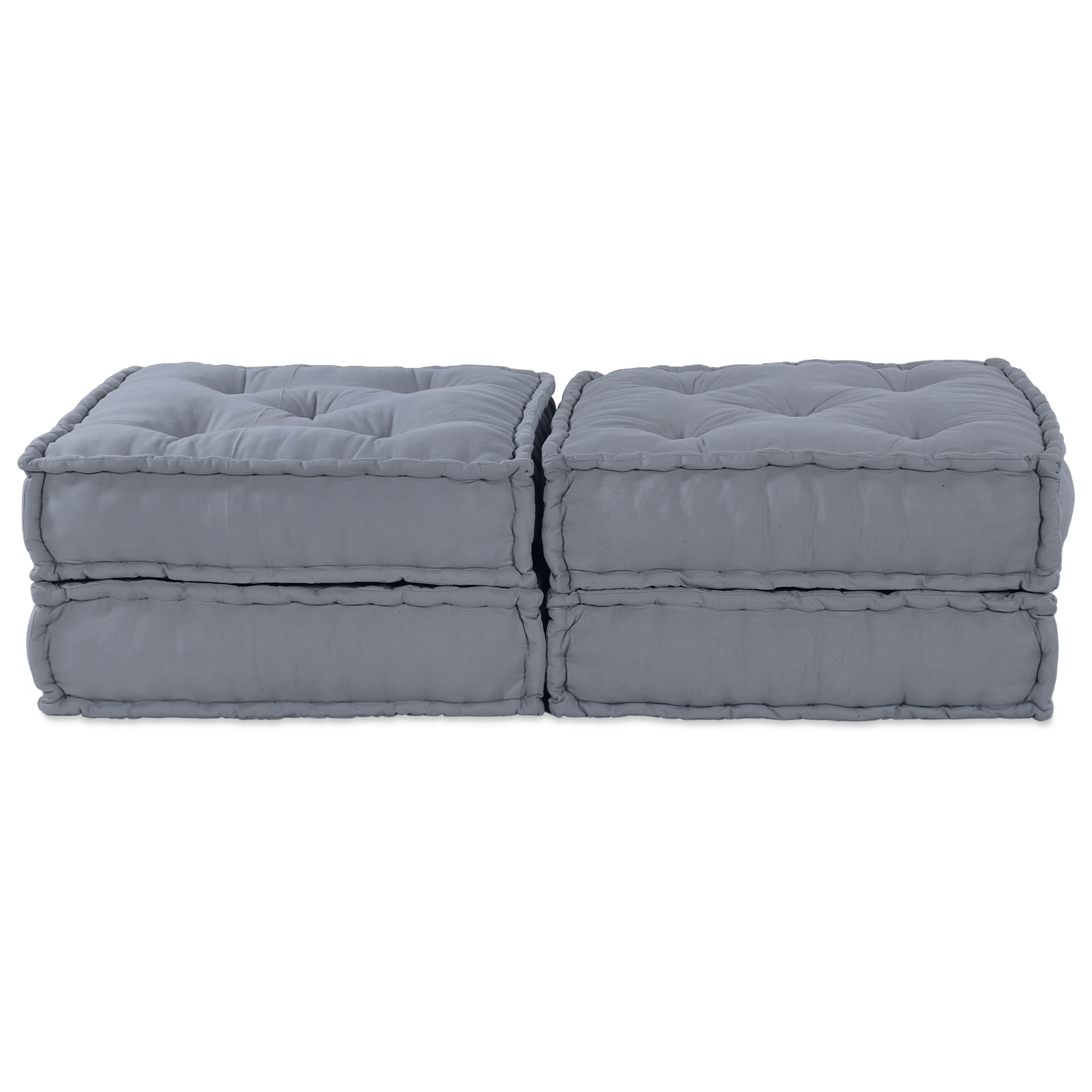 2-Seater Modular Pouffe Sofa Convertible Grey Fabric - Image 4