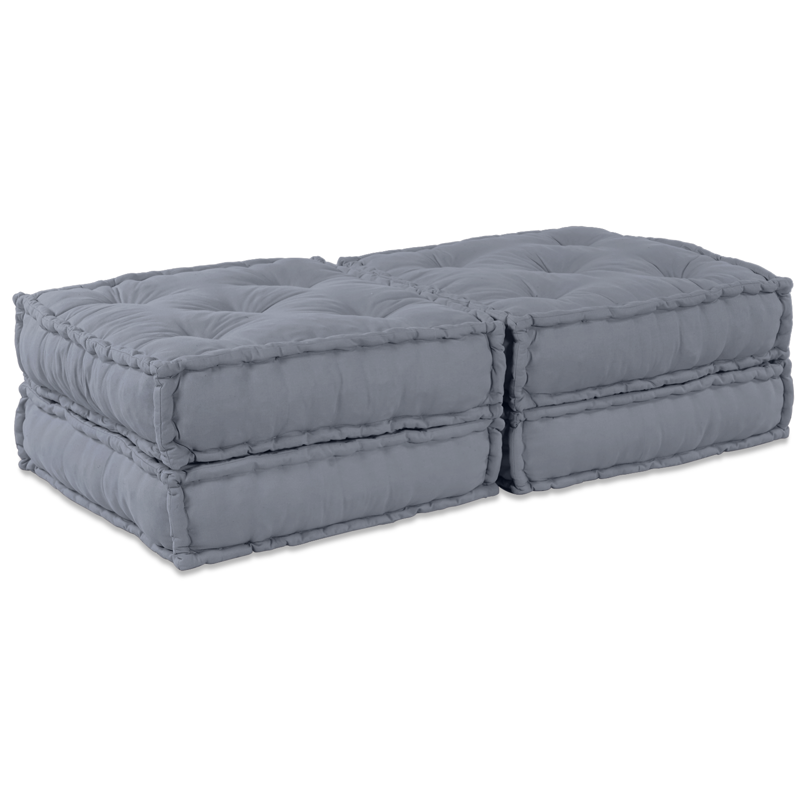 2-Seater Modular Pouffe Sofa Convertible Grey Fabric - Image 5