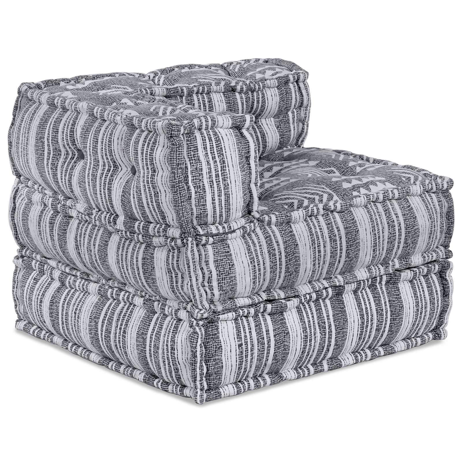 3-Seater Modular Pouffe Sofa - Light Grey Fabric, Converts Easily - Image 2
