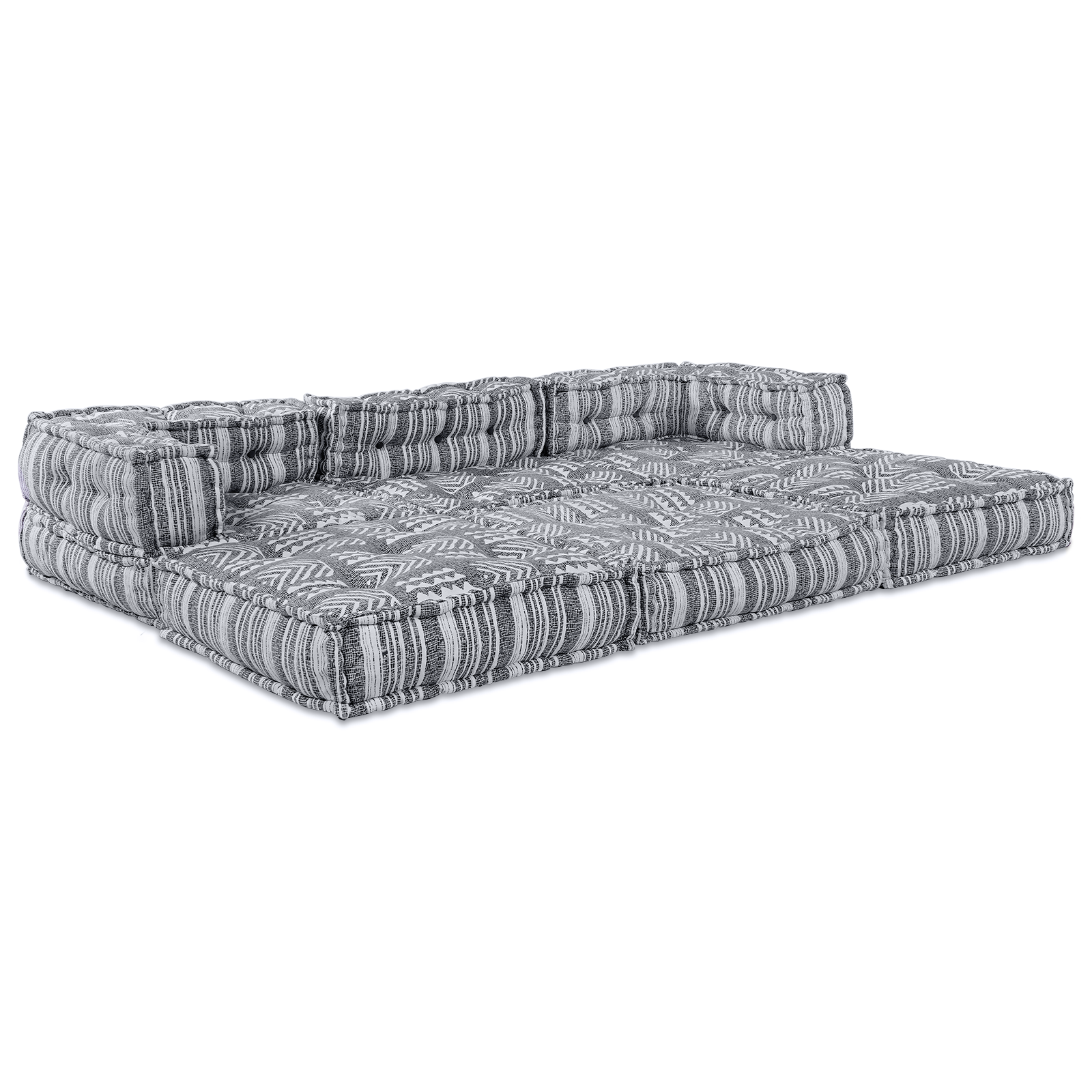 3-Seater Modular Pouffe Sofa - Light Grey Fabric, Converts Easily - Image 7