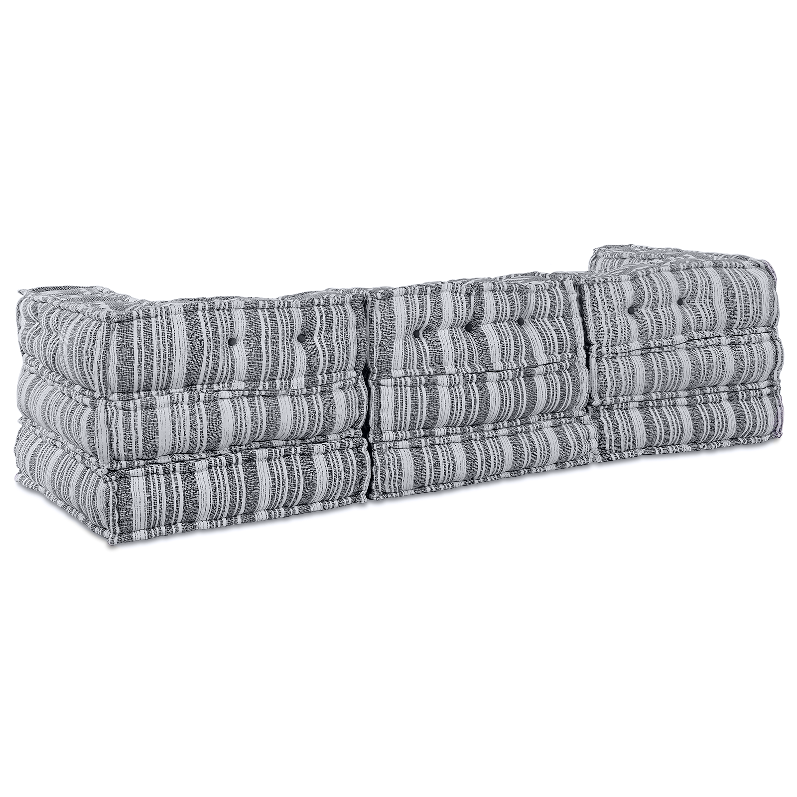 3-Seater Modular Pouffe Sofa - Light Grey Fabric, Converts Easily - Image 9