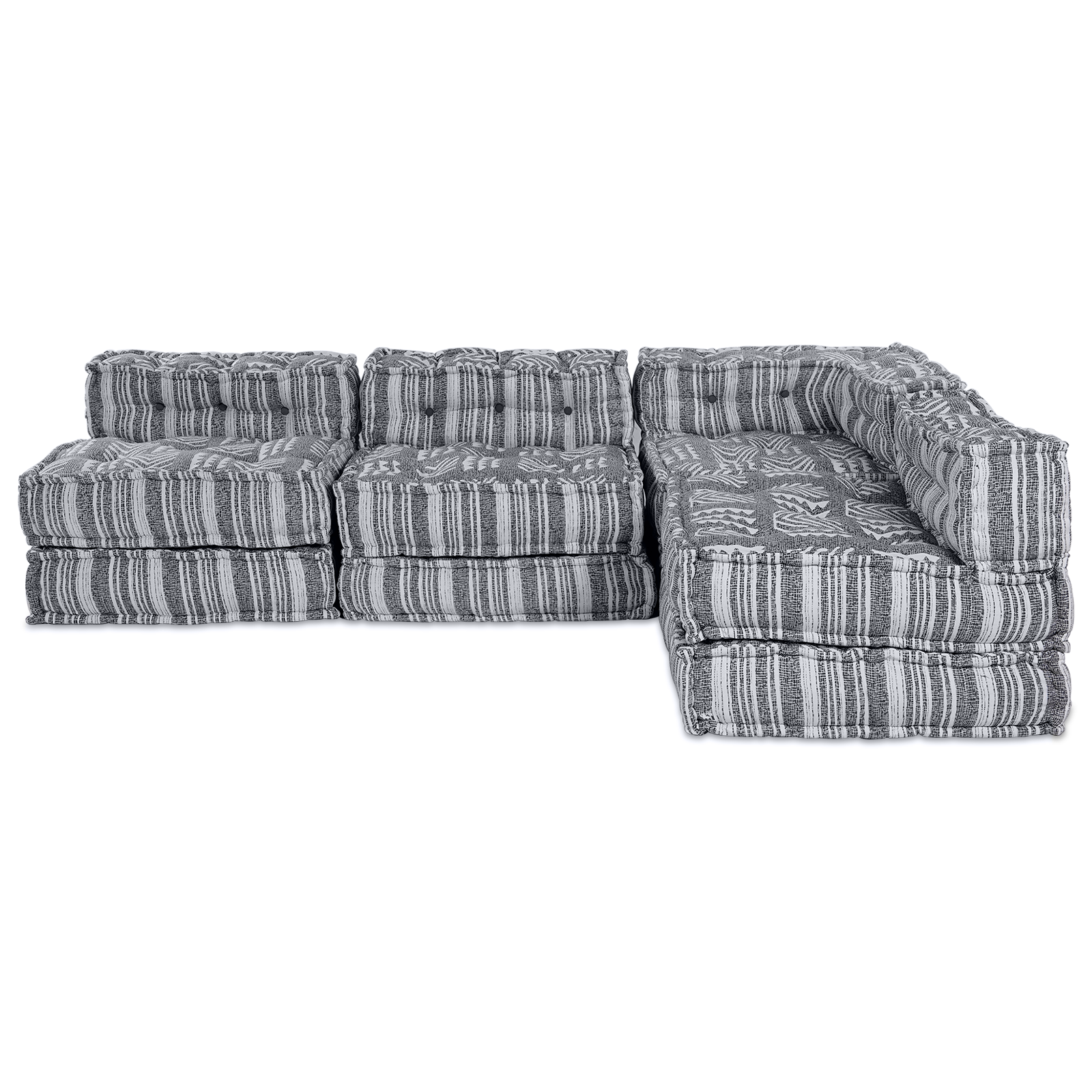 4-Seater Modular Pouffe Sofa that Turns into a Light Grey Fabric Bed - Image 8