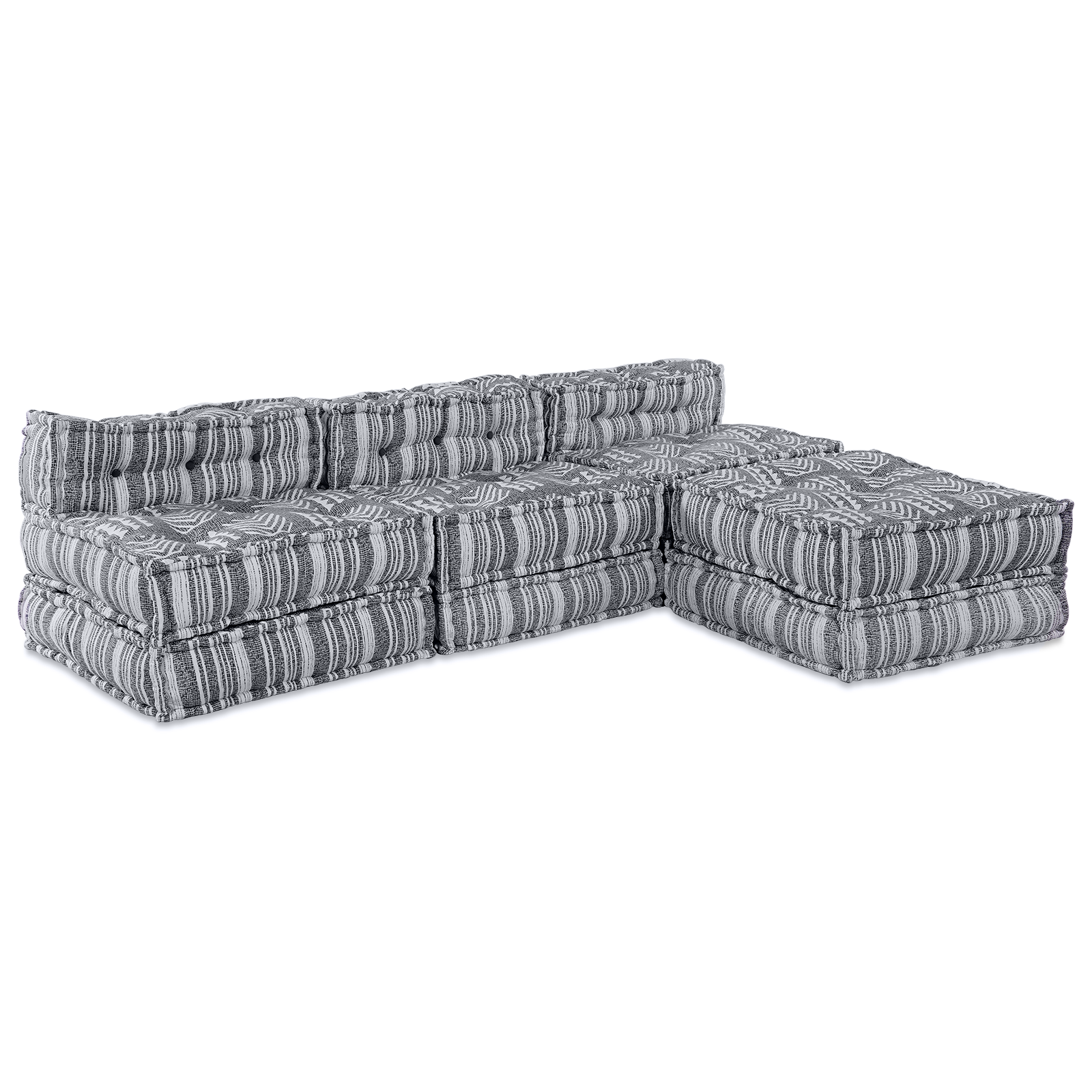 Puff-Schlafsofa 4-Sitzer Modular Hellgrau Stoff