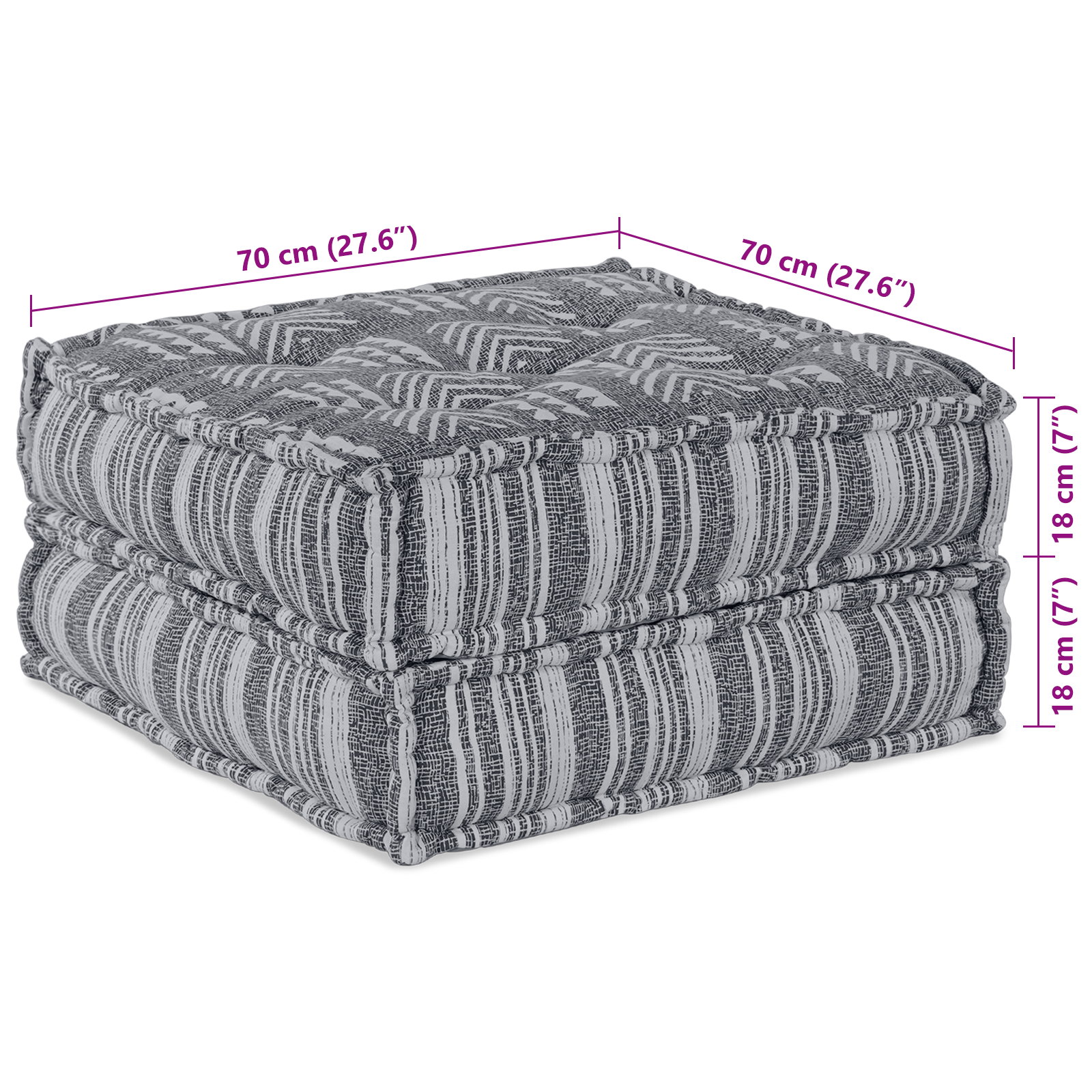 2-Seater Modular Pouffe Sofa Convertible Light Grey Fabric - Image 9