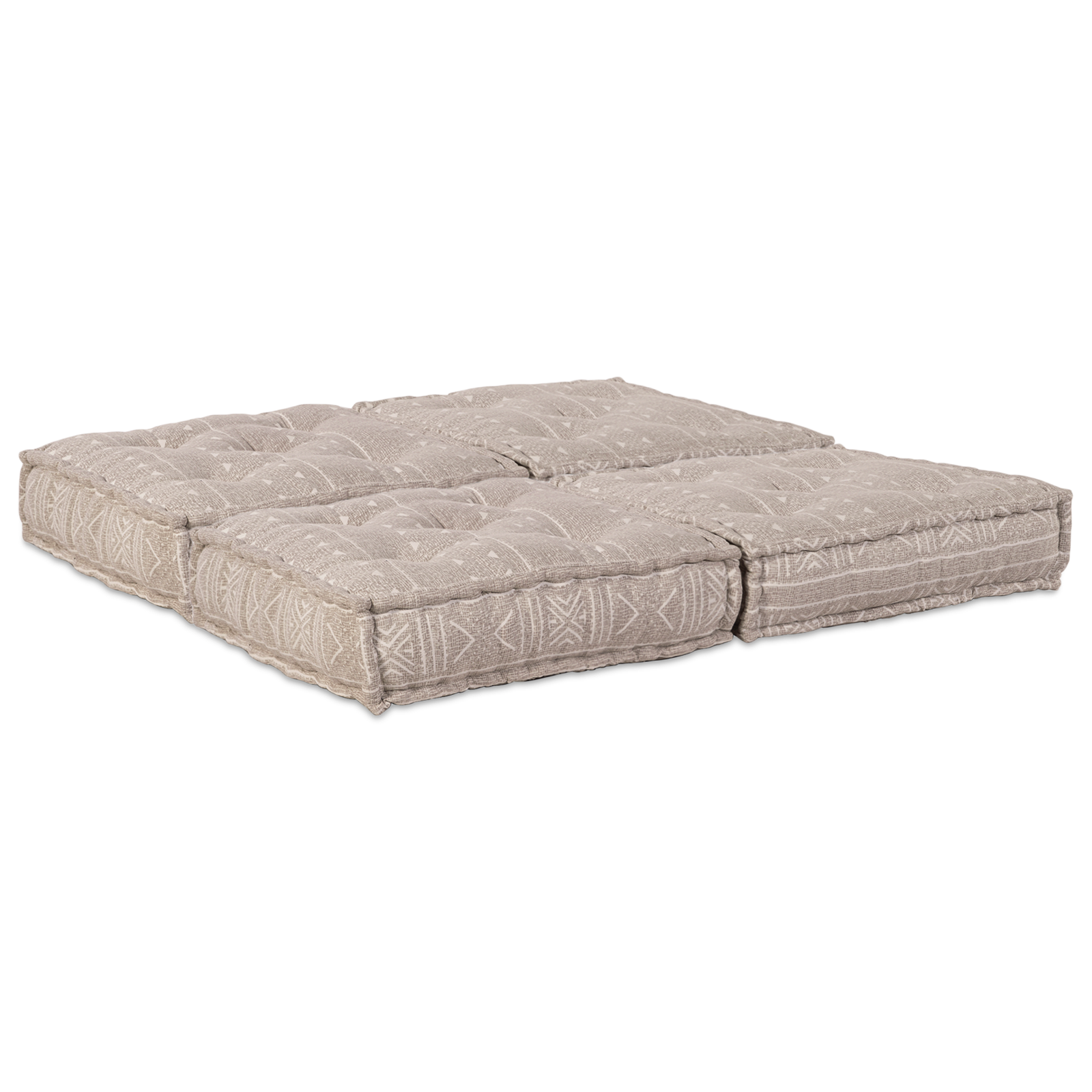 2-Seater Modular Pouffe Sofa Convertible in Light Brown Fabric - Image 2