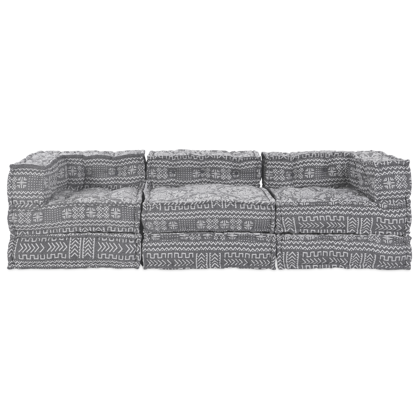 Puff-Schlafsofa 3-Sitzer Modular Hellgrau Stoff – Bild 7