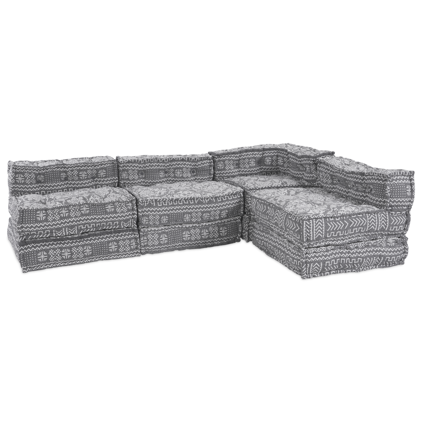 Puff-Schlafsofa 4-Sitzer Modular Hellgrau Stoff