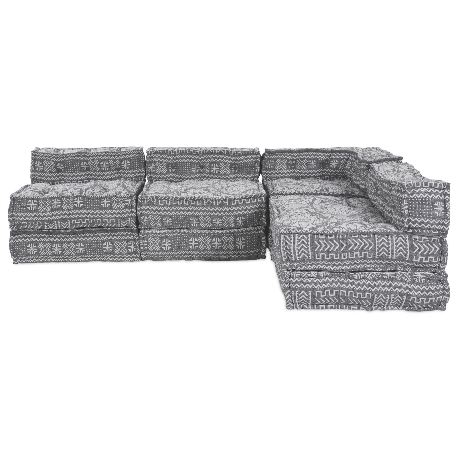 Puff-Schlafsofa 4-Sitzer Modular Hellgrau Stoff – Bild 7