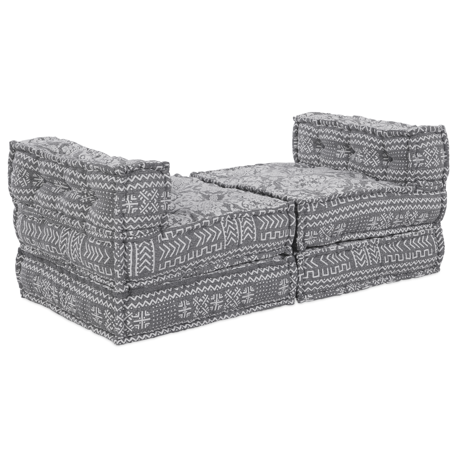 4-Seater Modular Pouffe Sofa That Turns Into a Light Grey Fabric Couch - Image 6