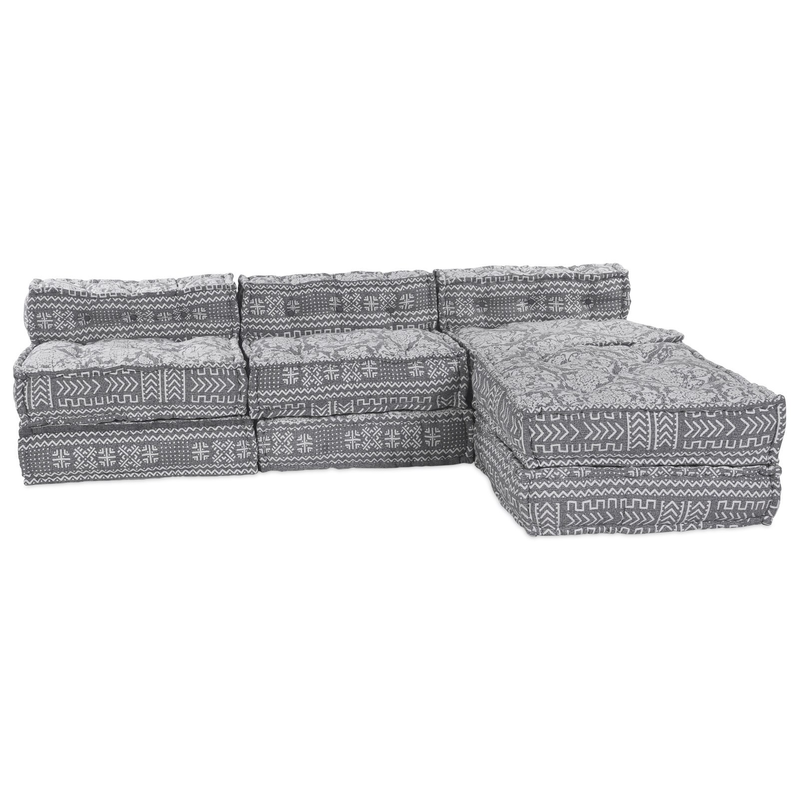 4-Seater Modular Pouffe Sofa That Turns Into a Light Grey Fabric Couch - Image 7