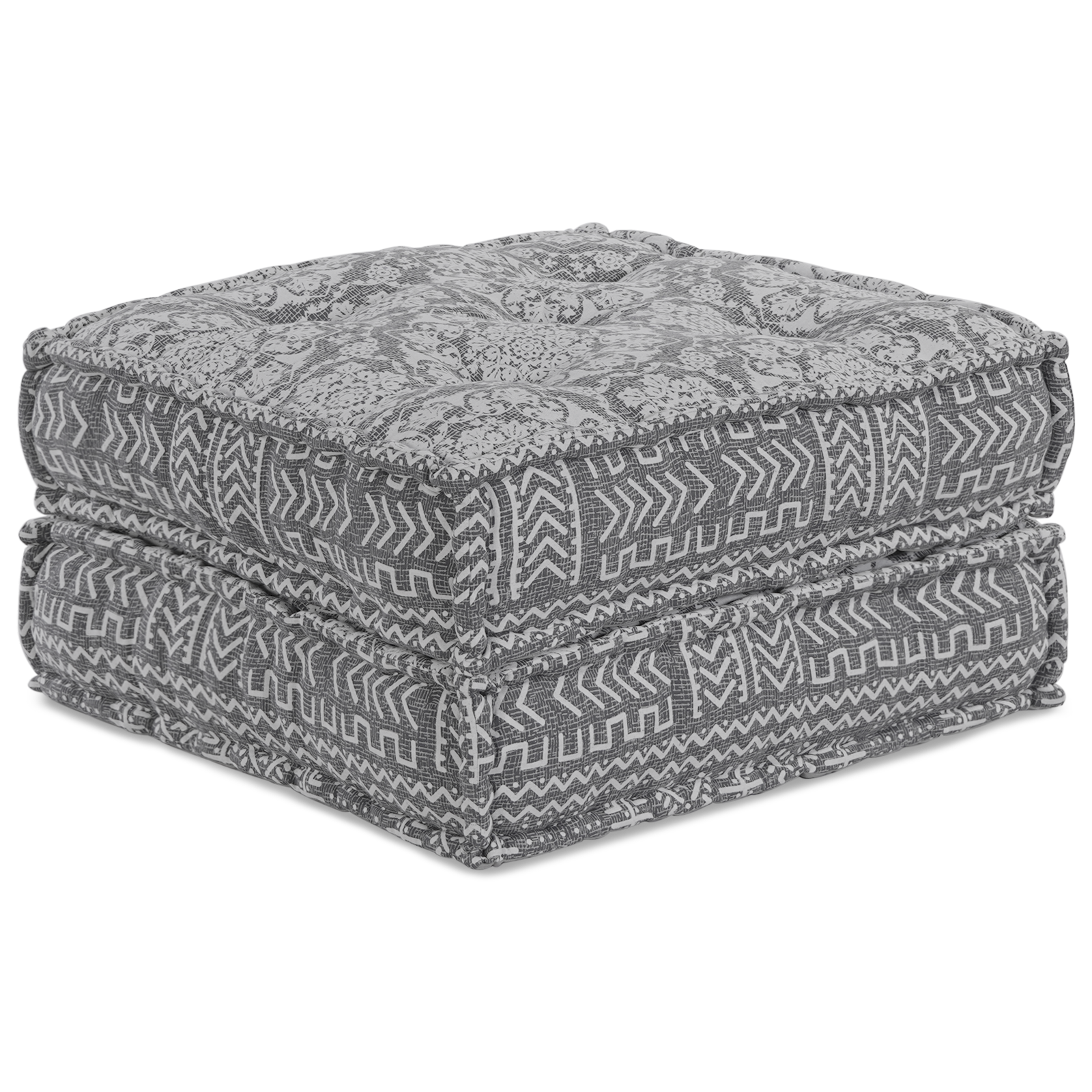 2-Seater Modular Pouffe Sofa Convertible Light Grey Fabric - Image 4