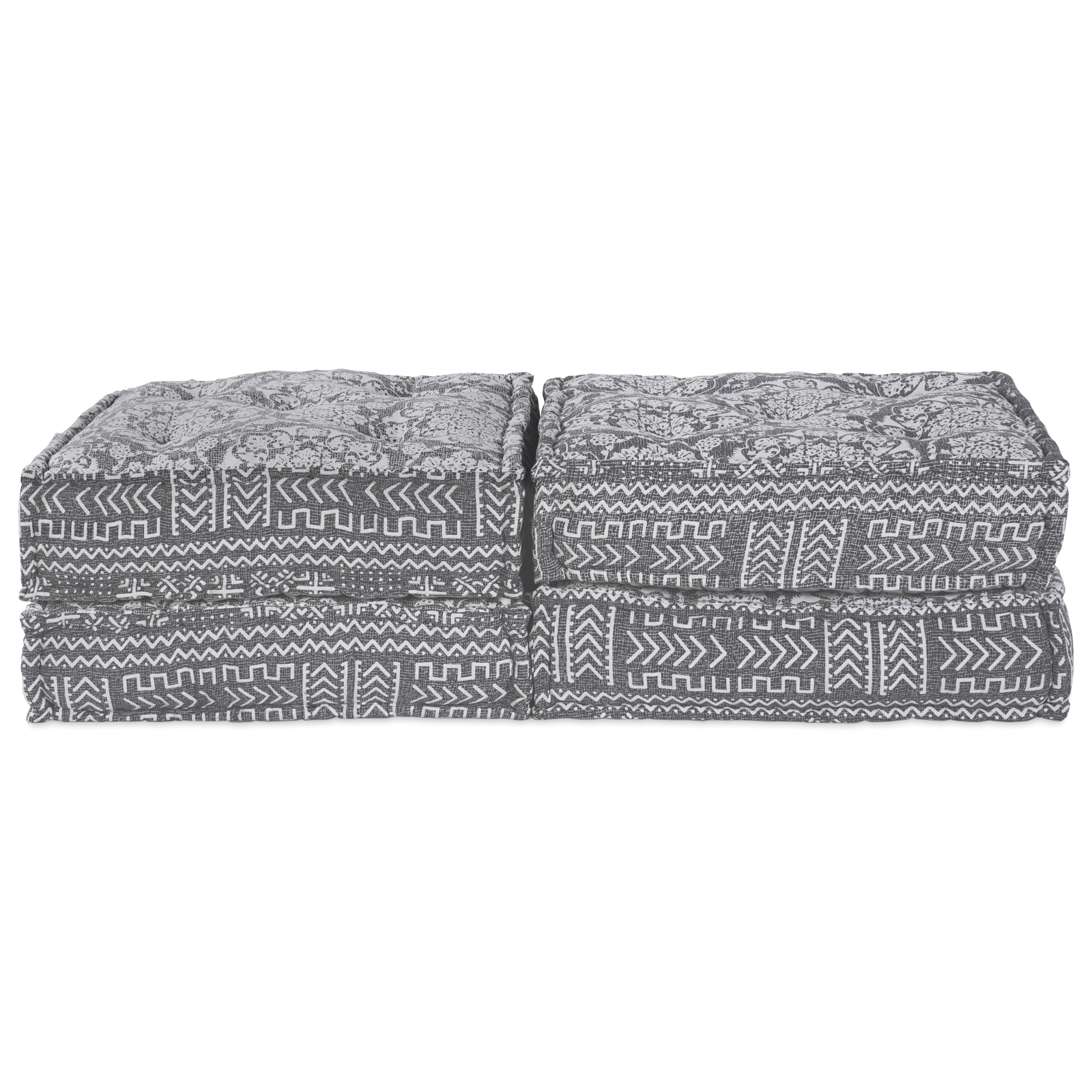 2-Seater Modular Pouffe Sofa Convertible Light Grey Fabric - Image 5