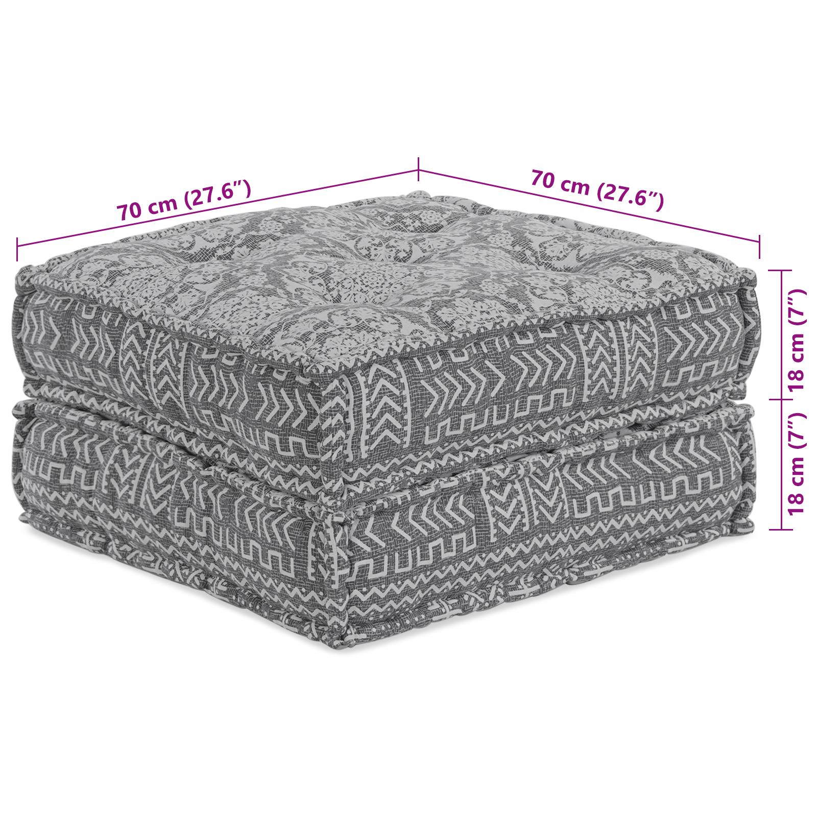 2-Seater Modular Pouffe Sofa Convertible Light Grey Fabric - Image 9