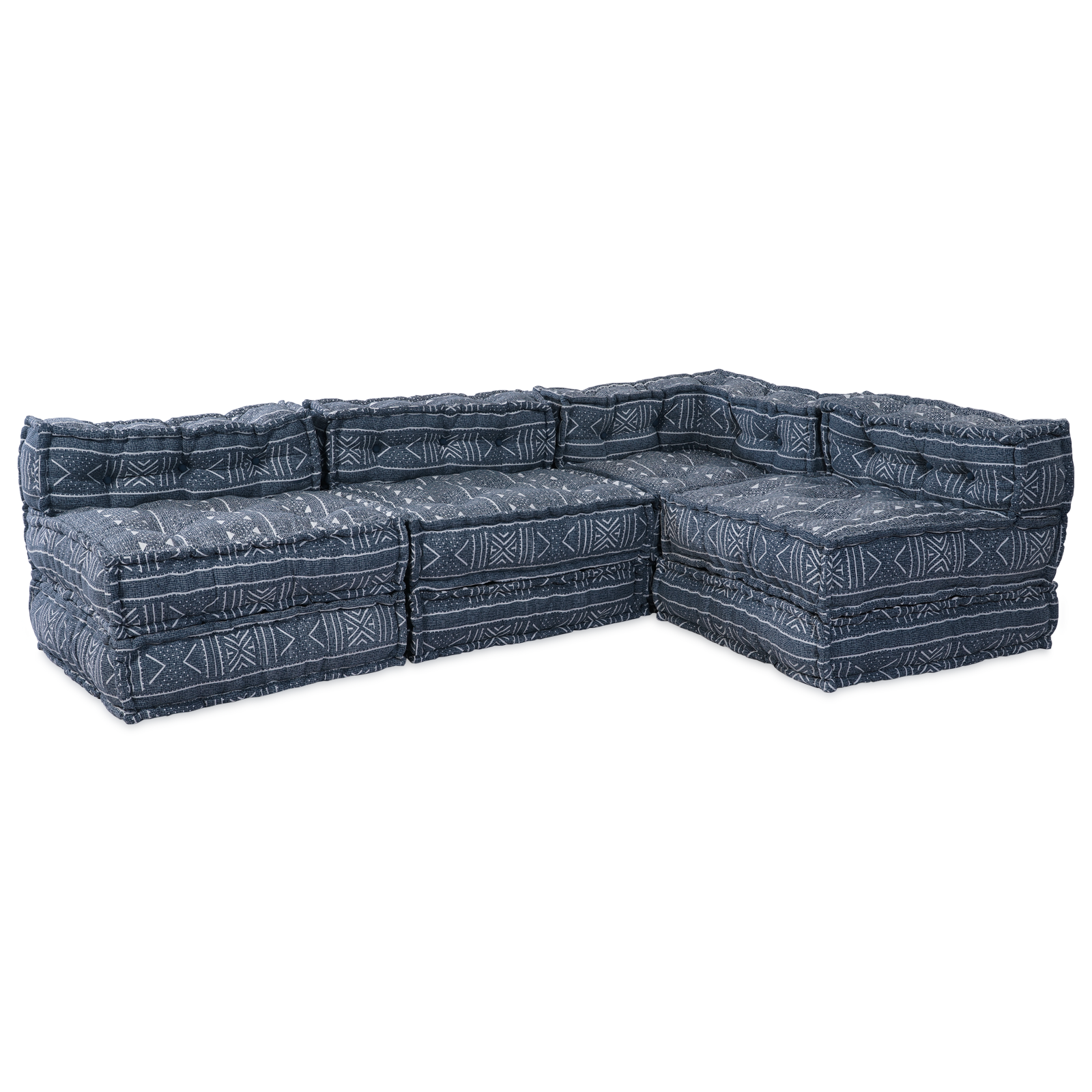 Puff-Schlafsofa 4-Sitzer Modular Indigo Stoff