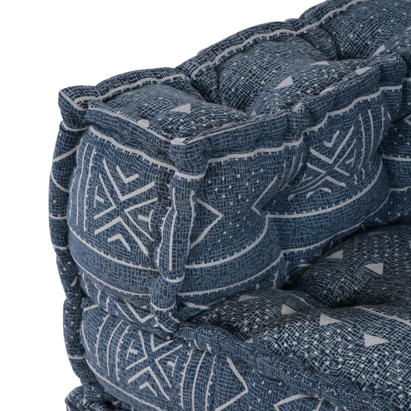 4-Seater Modular Pouffe Sofa that Turns into a Bed in Indigo Fabric - Image 9