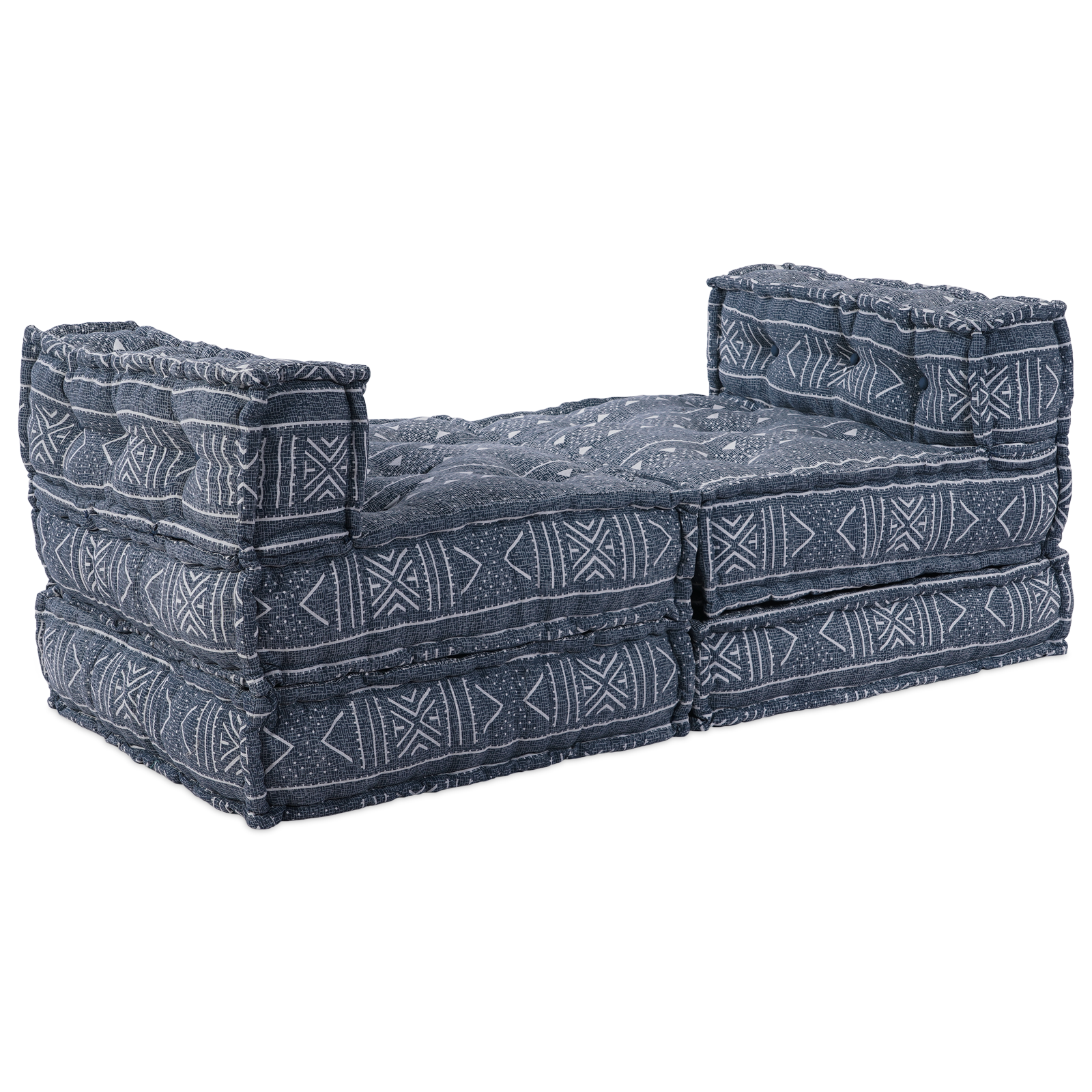 4-Seater Modular Pouffe Sofa that Turns into a Bed in Indigo Fabric - Image 6