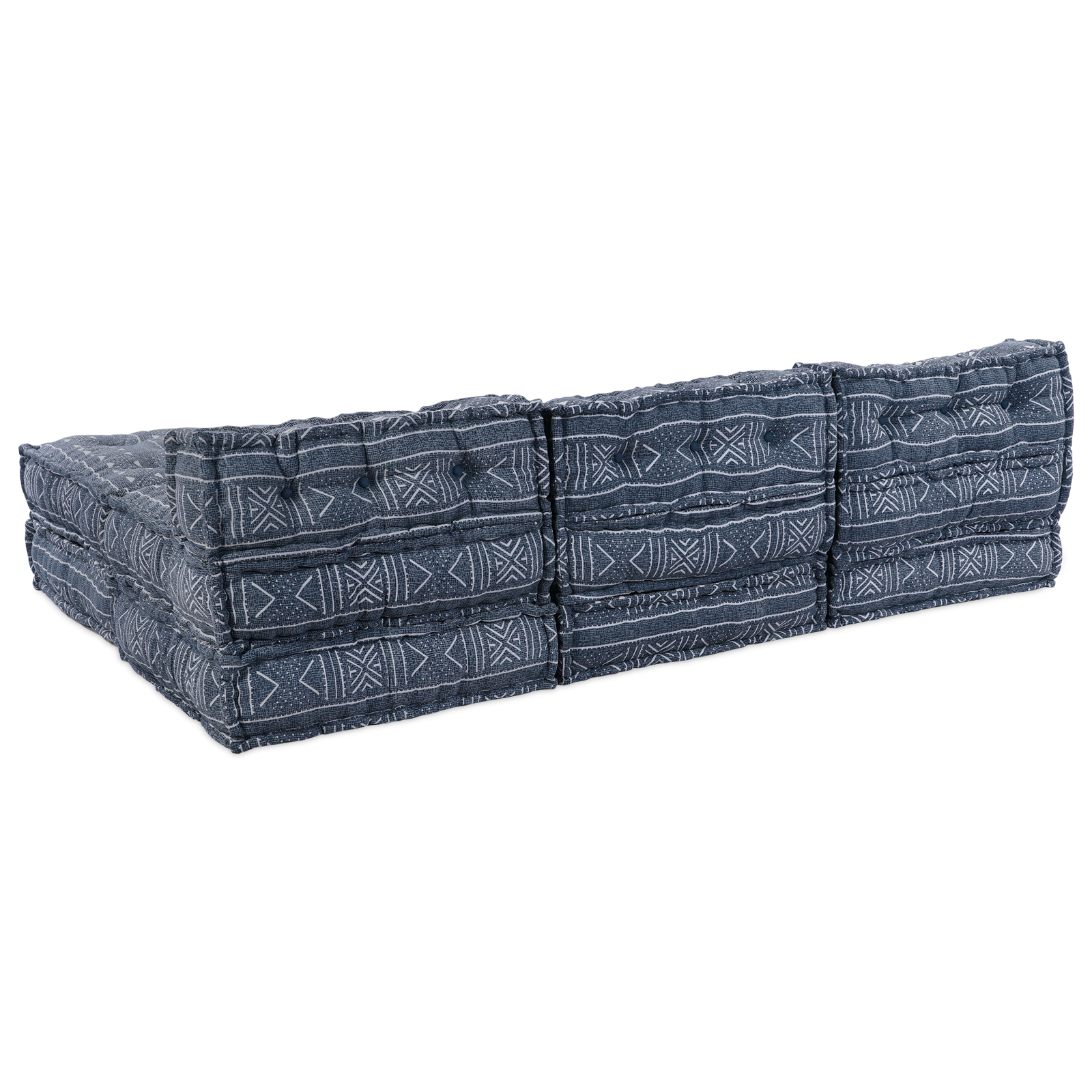 4-Seater Modular Pouffe Sofa that Turns into a Bed in Indigo Fabric - Image 8